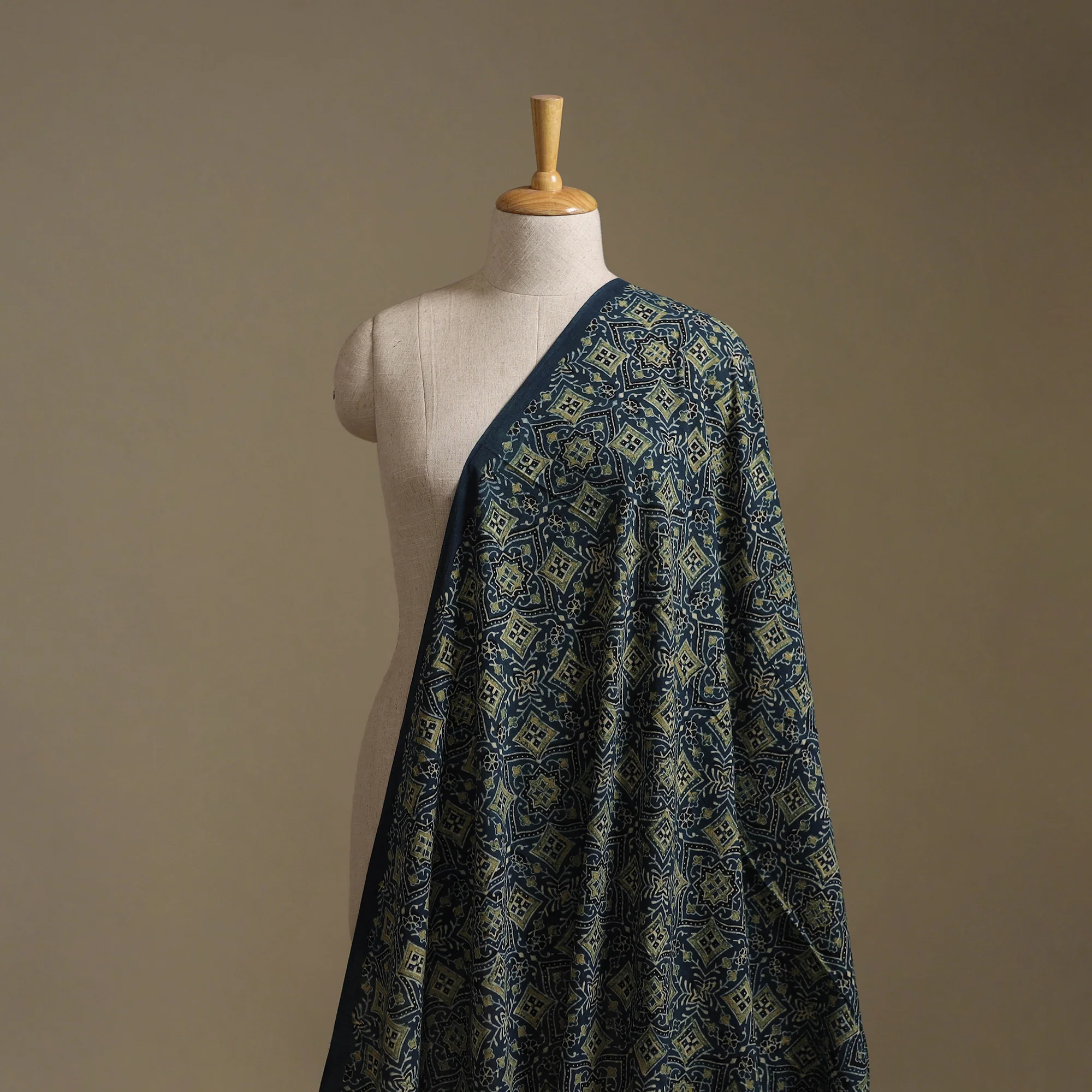 Blue - Ajrakh Hand Block Print Natural Dyed Cotton Fabric 01 - Image 2