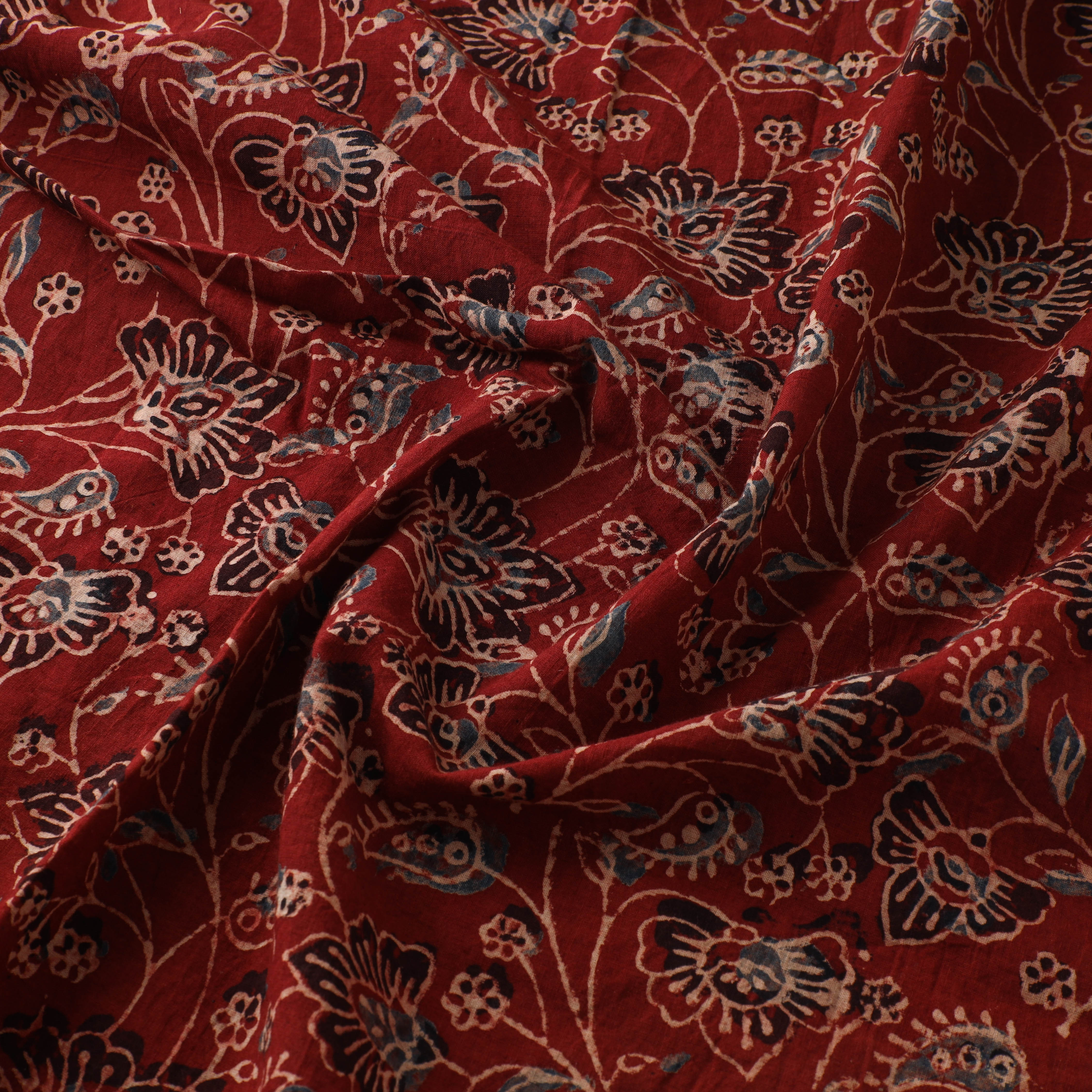 Red - Ajrakh Hand Block Print Natural Dyed Cotton Fabric 02 - Image 3