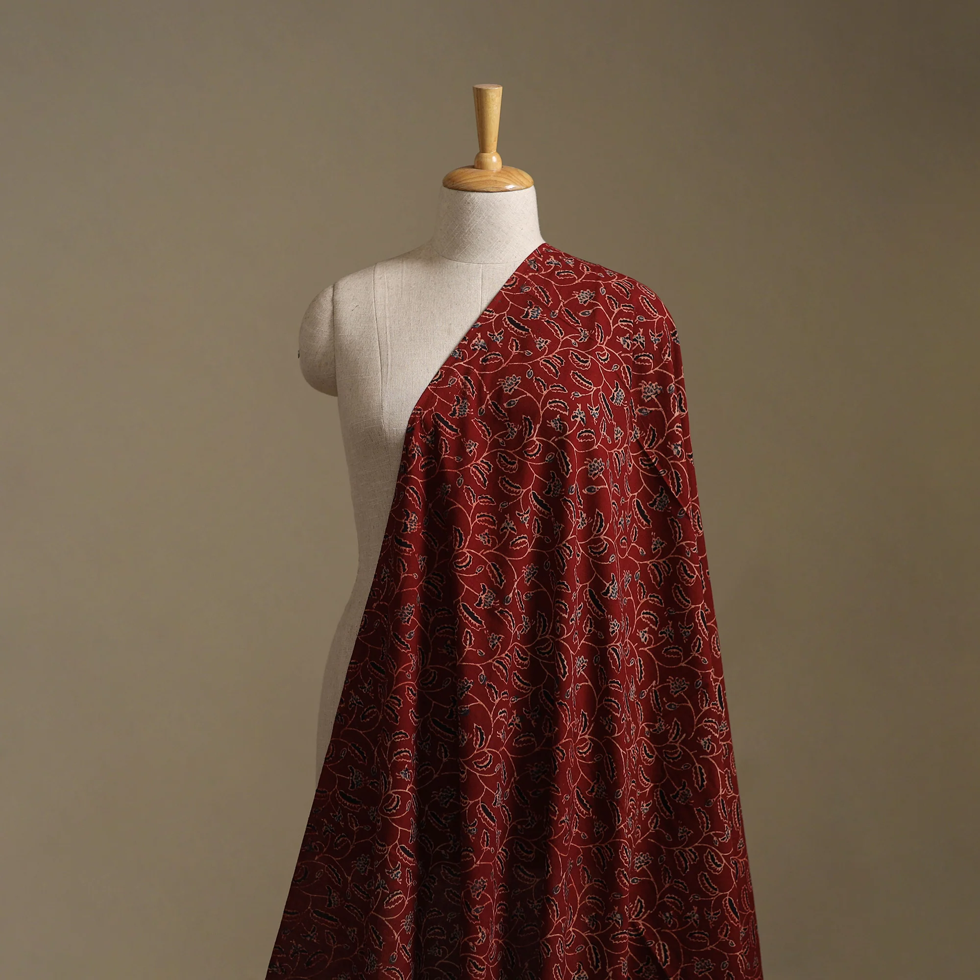 Maroon - Ajrakh Hand Block Print Natural Dyed Cotton Fabric 06 - Image 2
