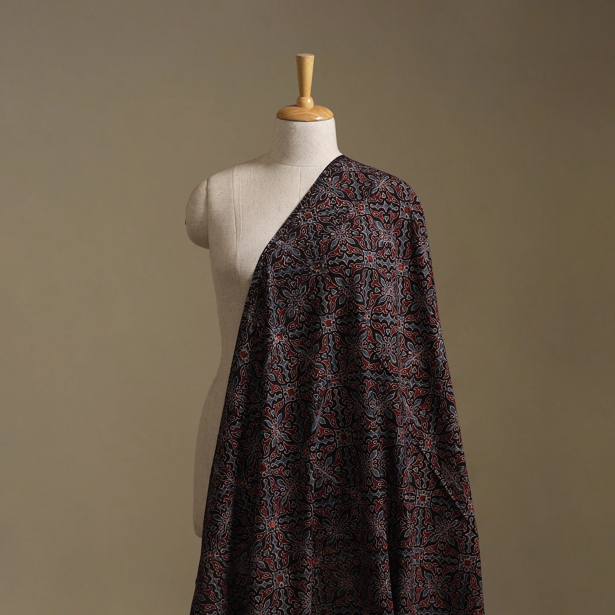 Black- Ajrakh Hand Block Print Natural Dyed Cotton Fabric 10 - Image 2