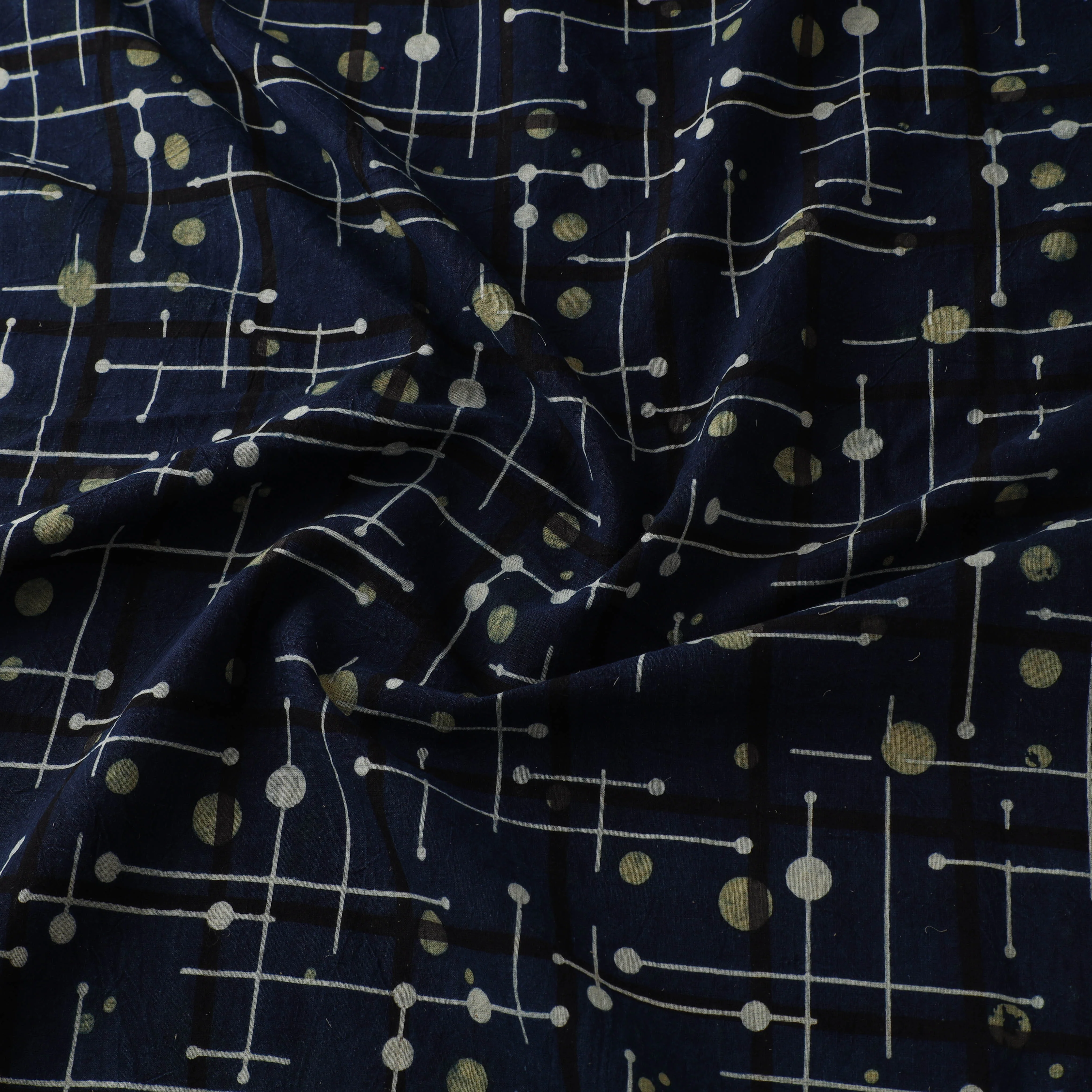 Blue - Ajrakh Hand Block Print Natural Dyed Cotton Fabric 35 - Image 3