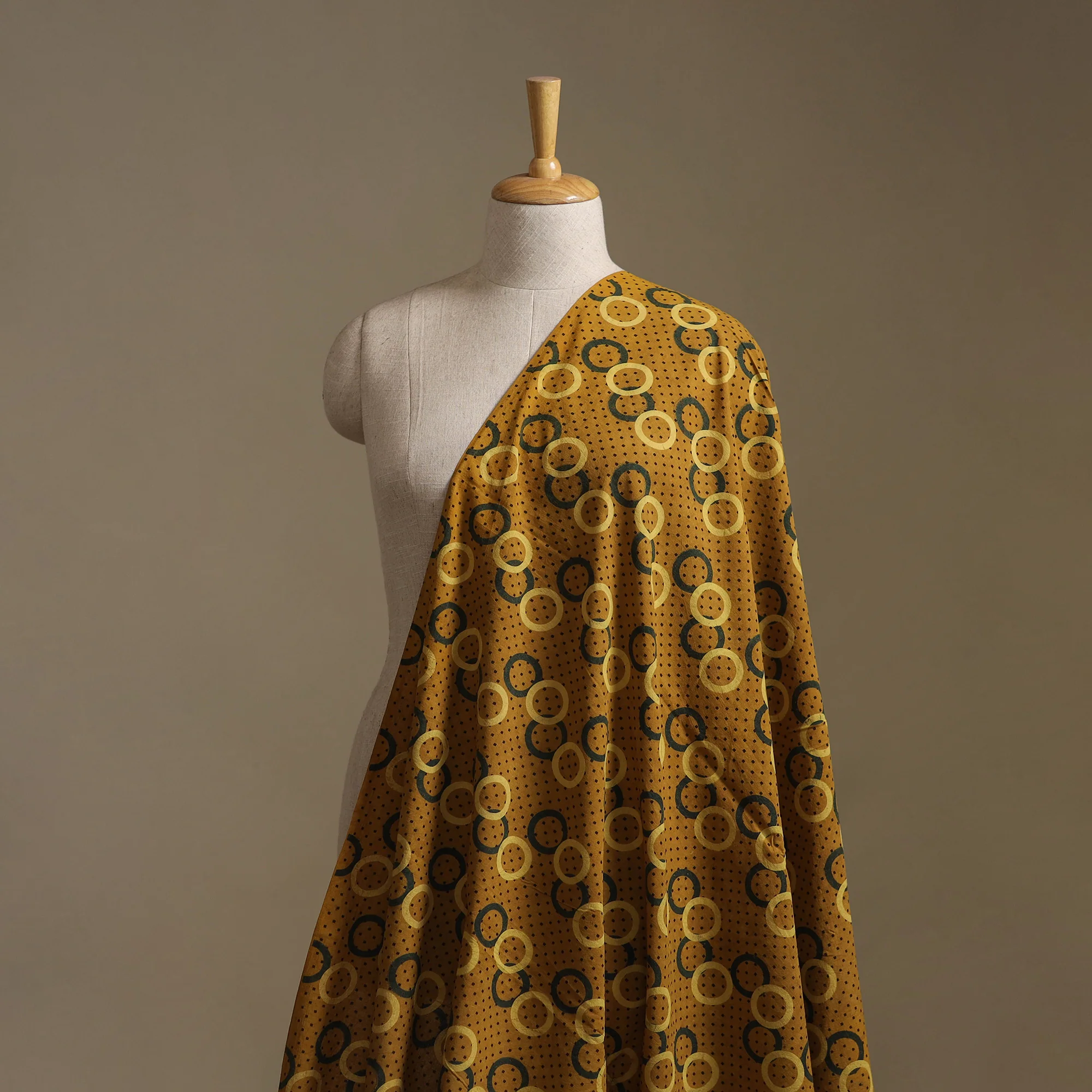 Yellow - Ajrakh Hand Block Print Natural Dyed Cotton Fabric 36 - Image 2