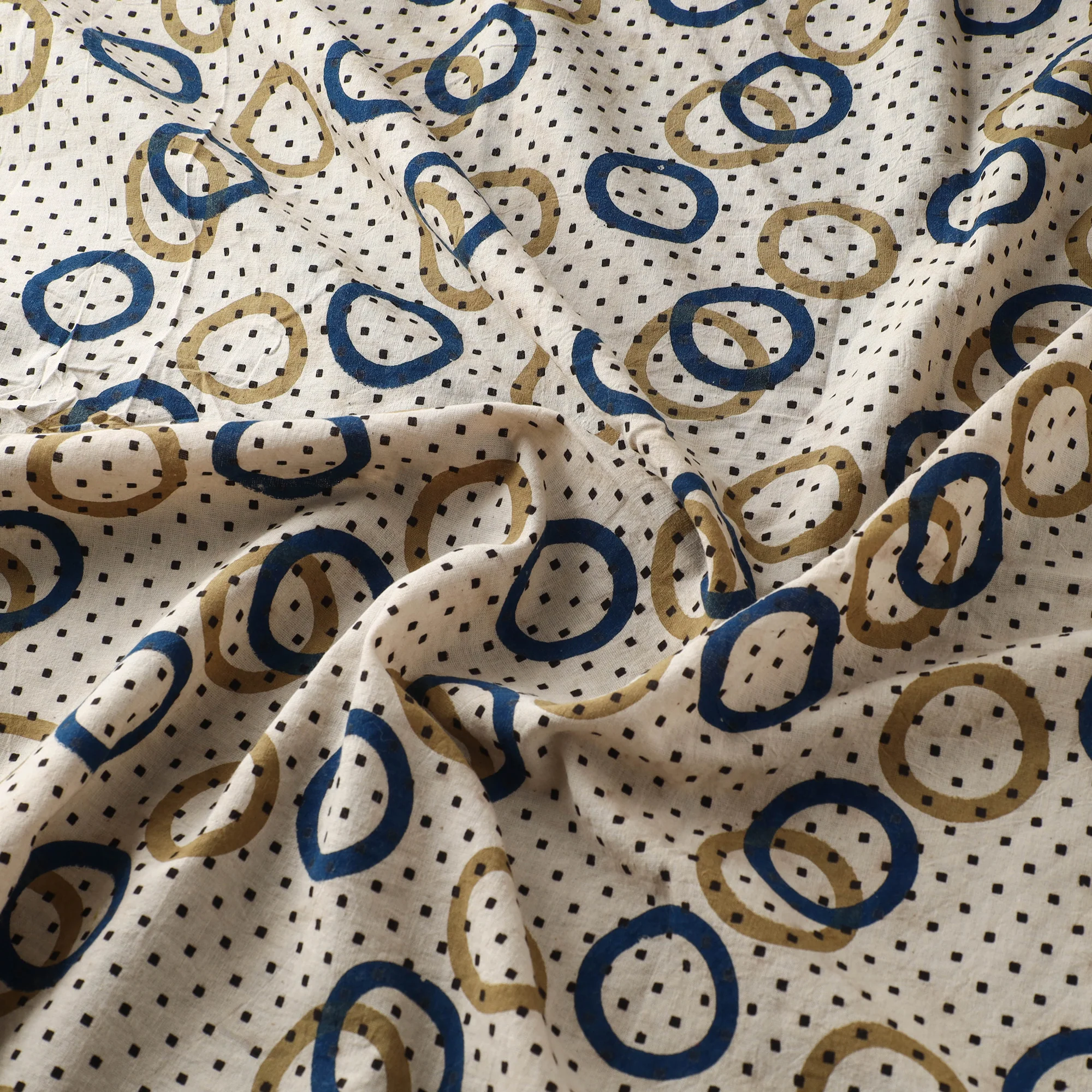 Cream - Ajrakh Hand Block Print Natural Dyed Cotton Fabric 39 - Image 3