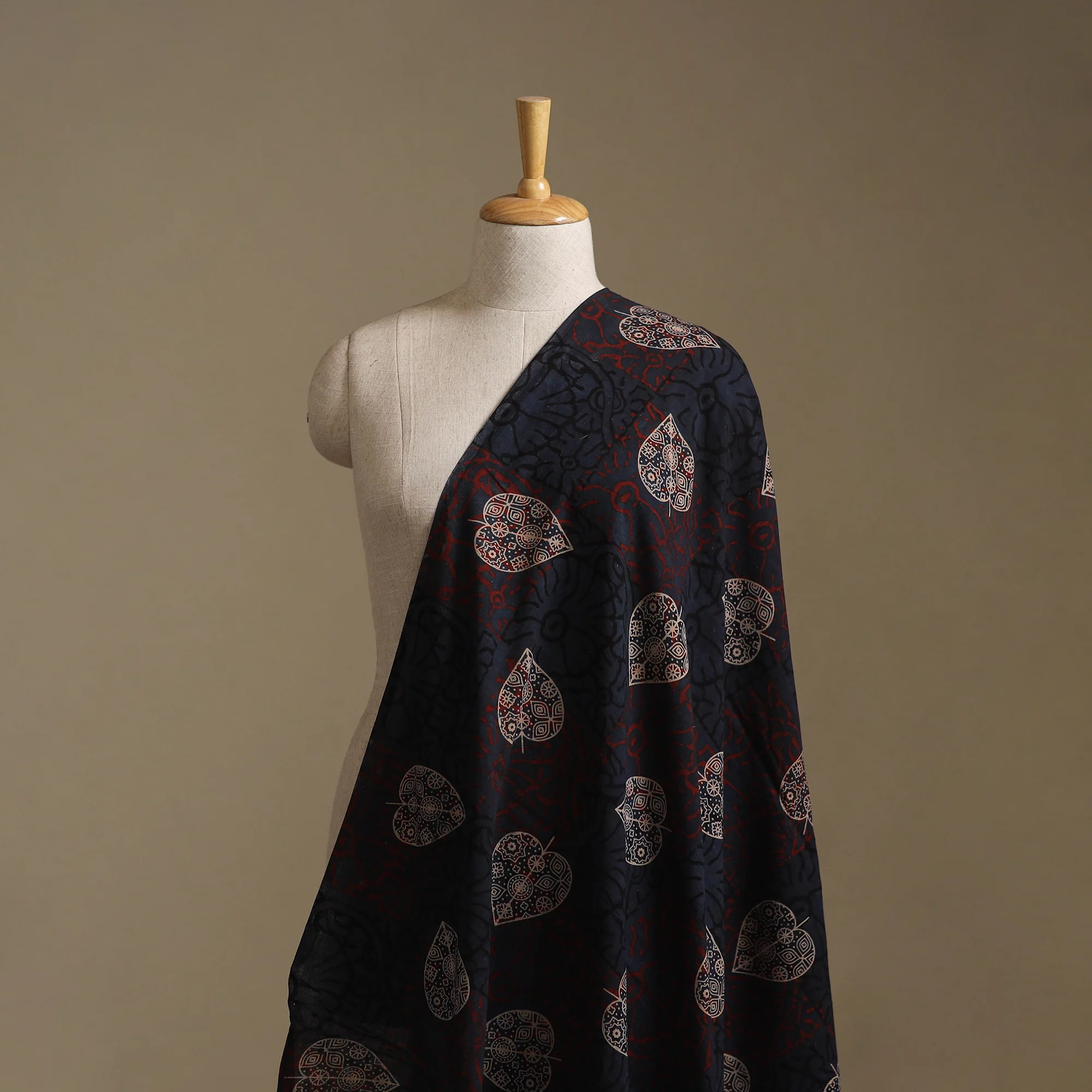 Blue - Ajrakh Hand Block Print Natural Dyed Cotton Fabric 43 - Image 2
