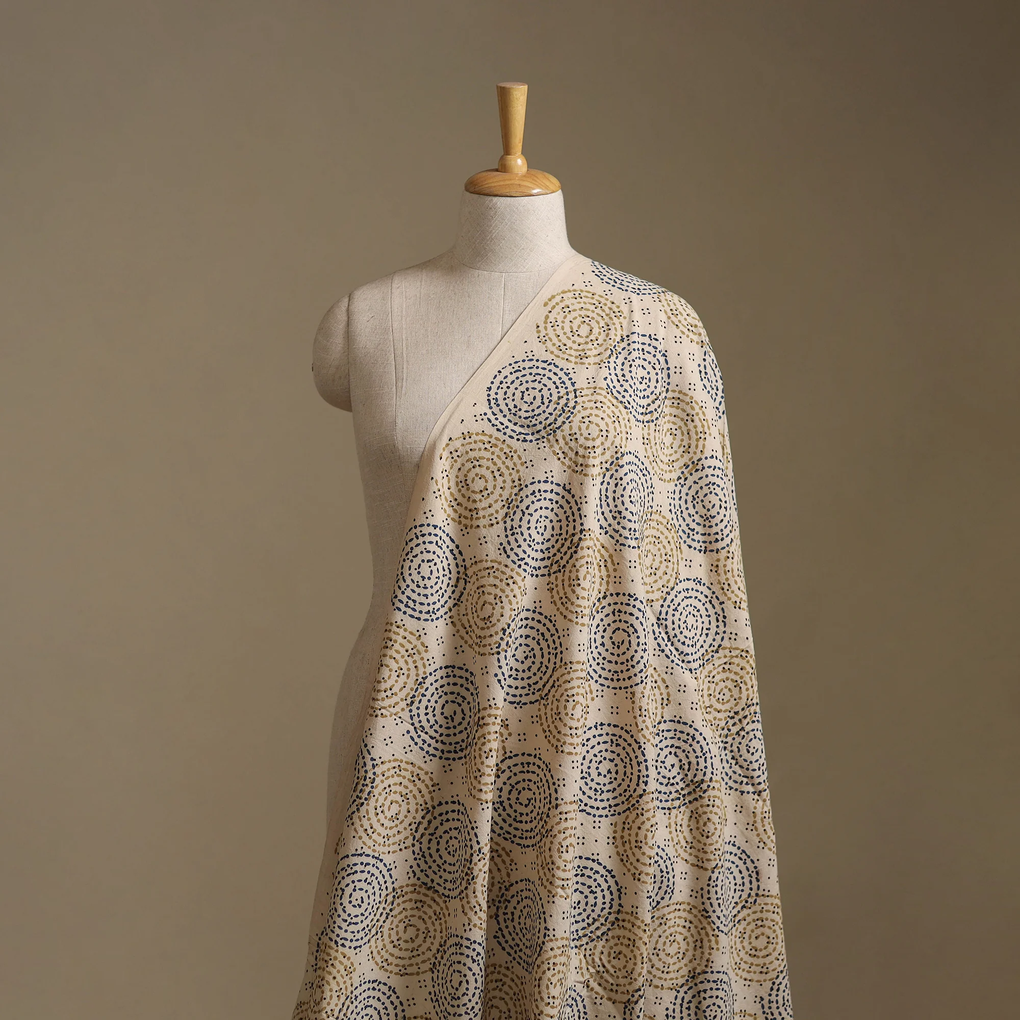 Cream - Ajrakh Hand Block Print Natural Dyed Cotton Fabric 47 - Image 2