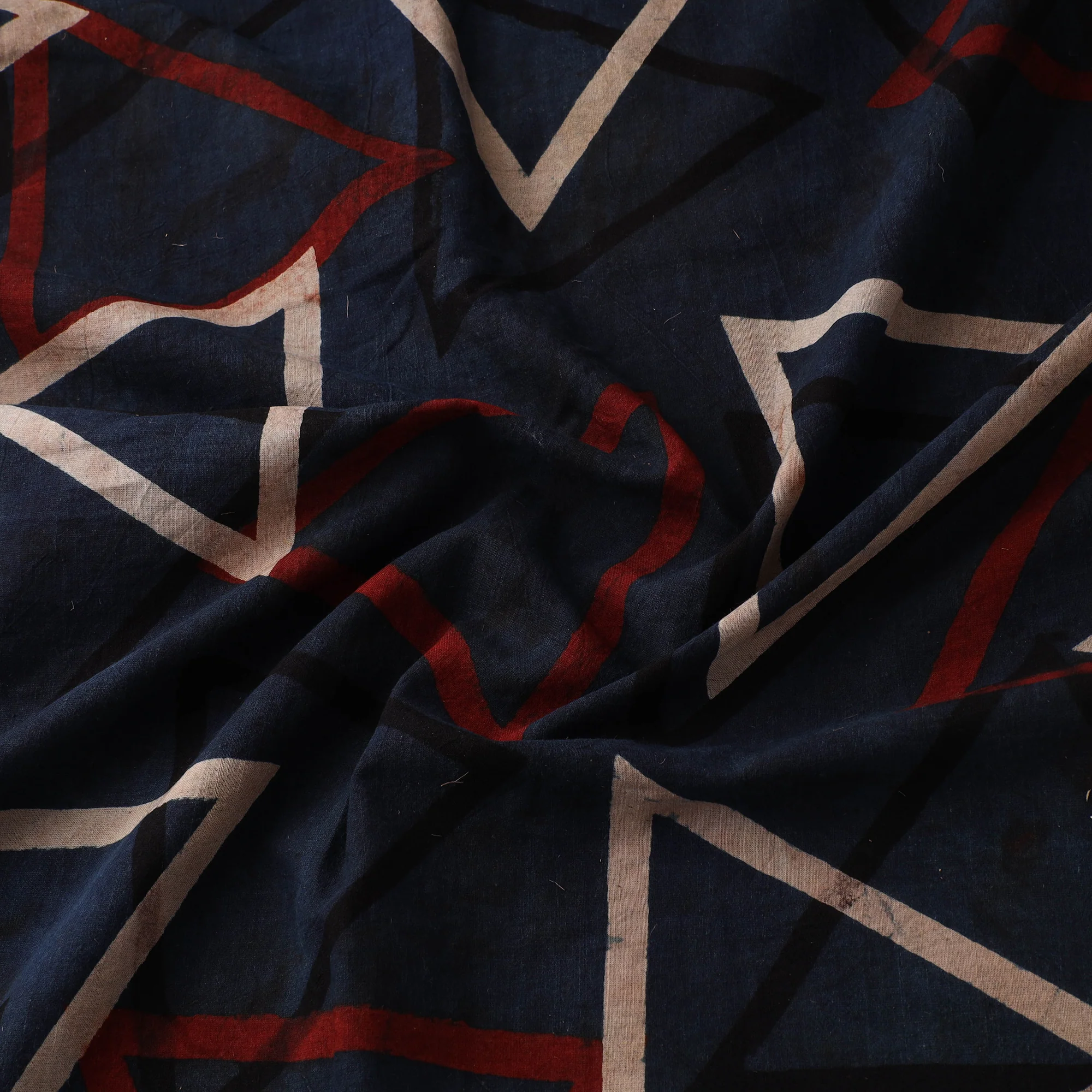 Blue - Ajrakh Hand Block Print Natural Dyed Cotton Fabric 69 - Image 3