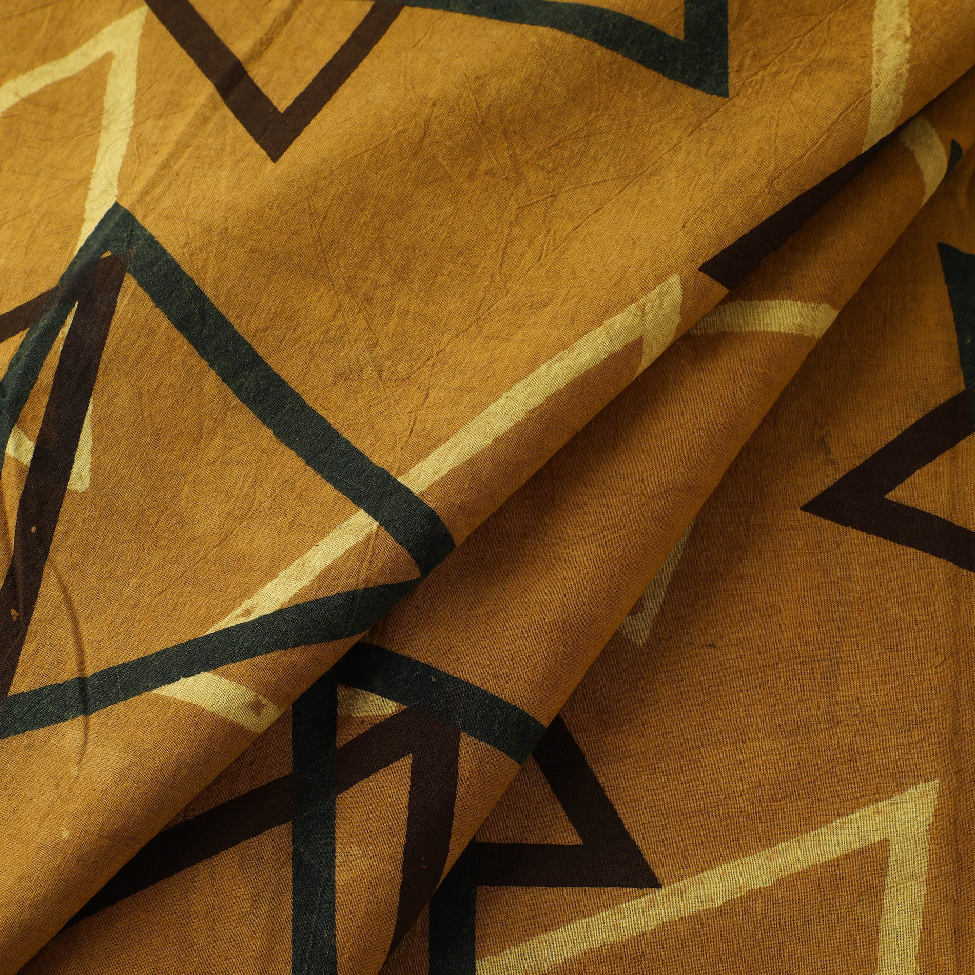 Yellow - Ajrakh Hand Block Print Natural Dyed Cotton Fabric 72