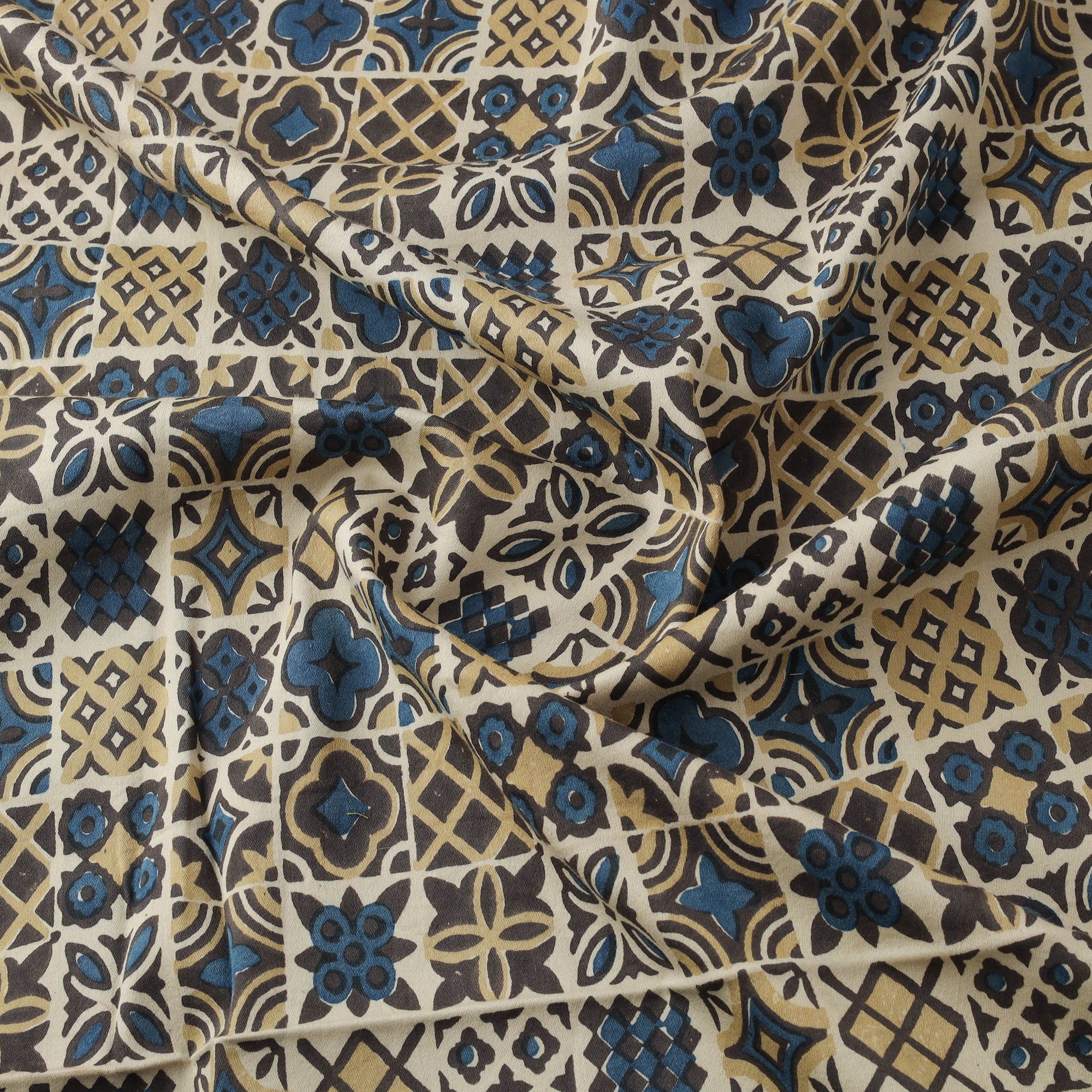 Ajrakh Hand Block Print Natural Dyed Cotton Lycra Fabric 03 - Image 3