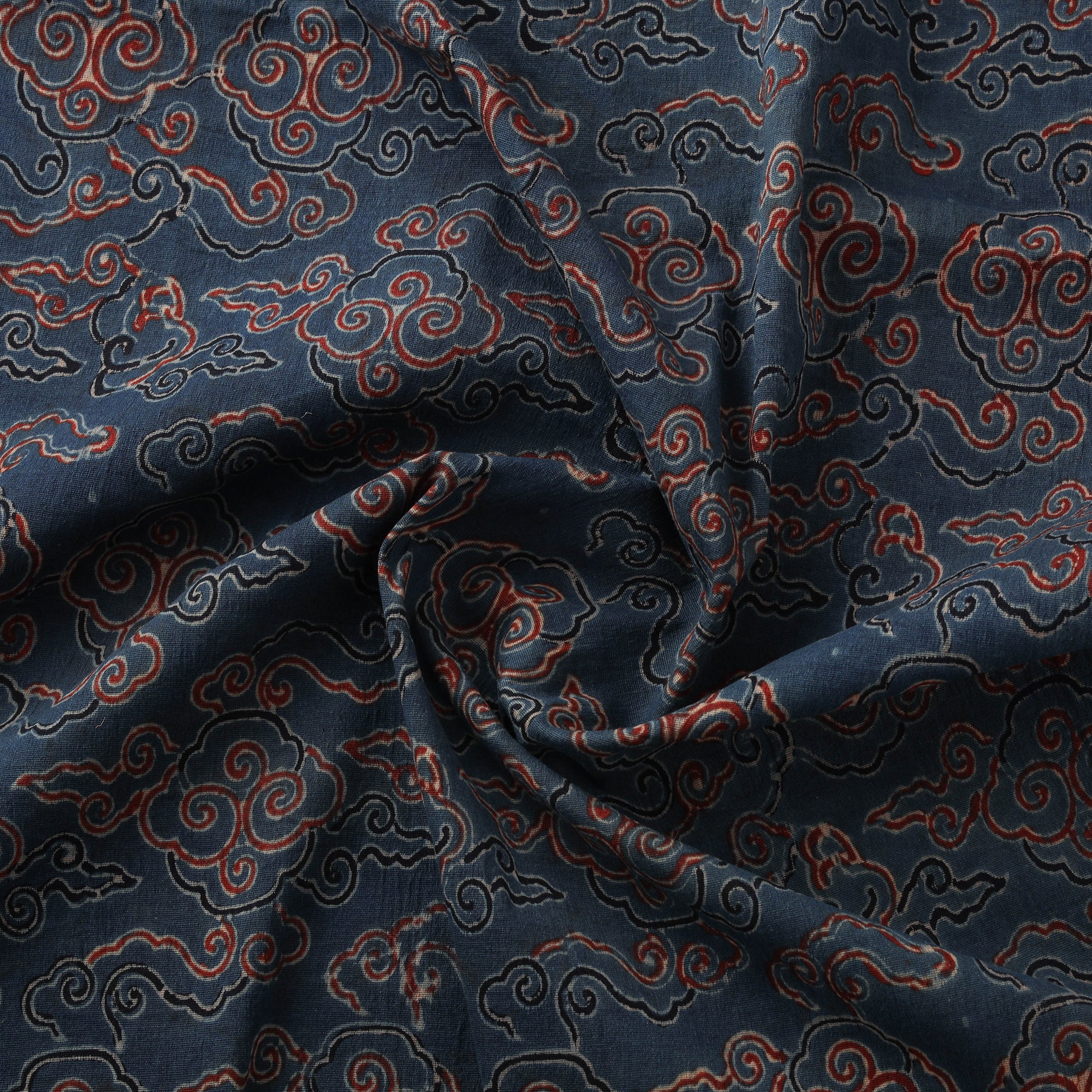 Ajrakh Hand Block Print Natural Dyed Cotton Lycra Fabric 05 - Image 3