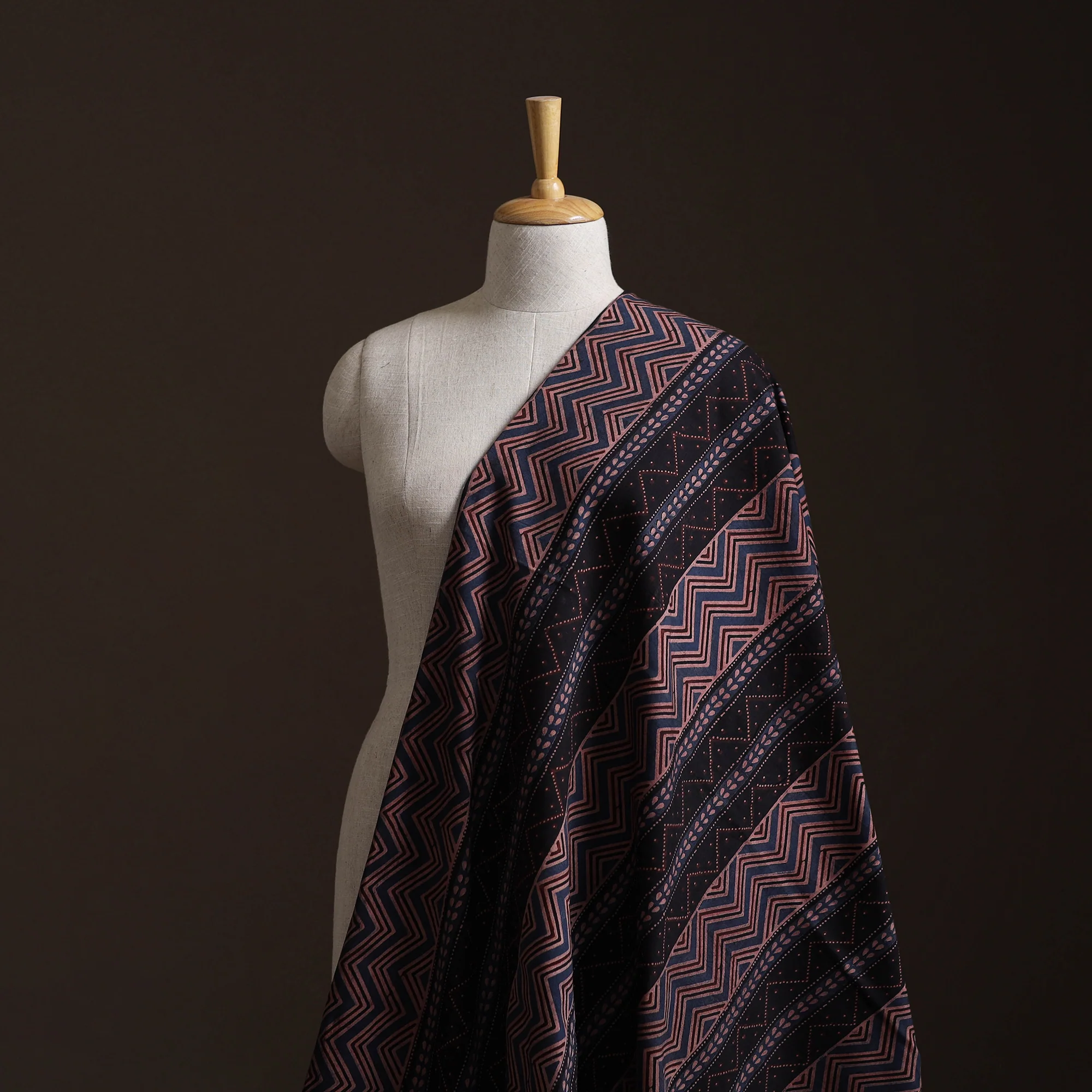 Ajrakh Hand Block Print Natural Dyed Cotton Lycra Fabric 10 - Image 2