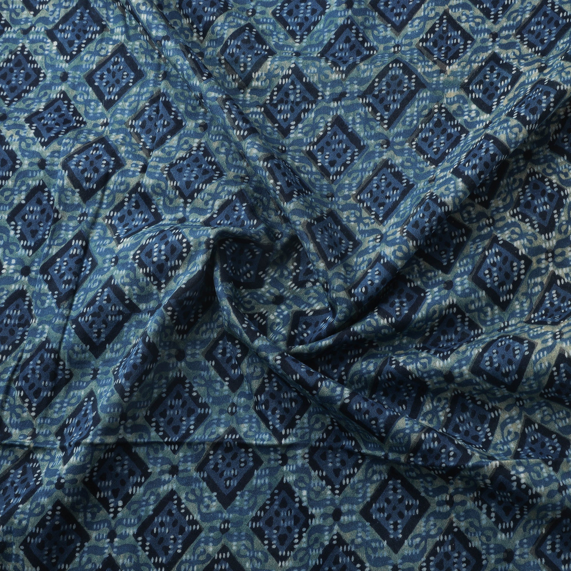 Ajrakh Hand Block Print Natural Dyed Cotton Lycra Fabric 14 - Image 3