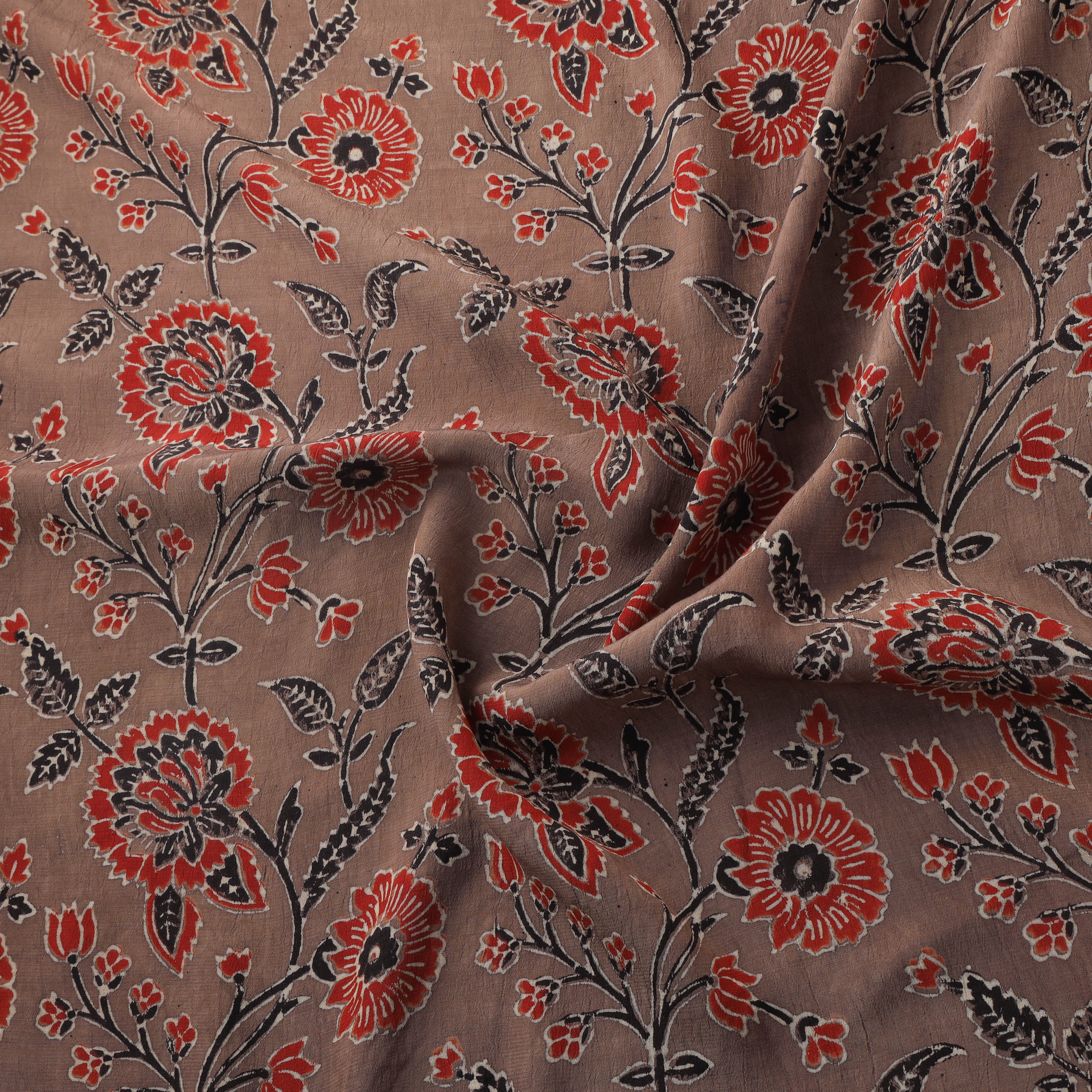 Ajrakh Hand Block Print Natural Dyed Crepe Silk Fabric 19 - Image 3