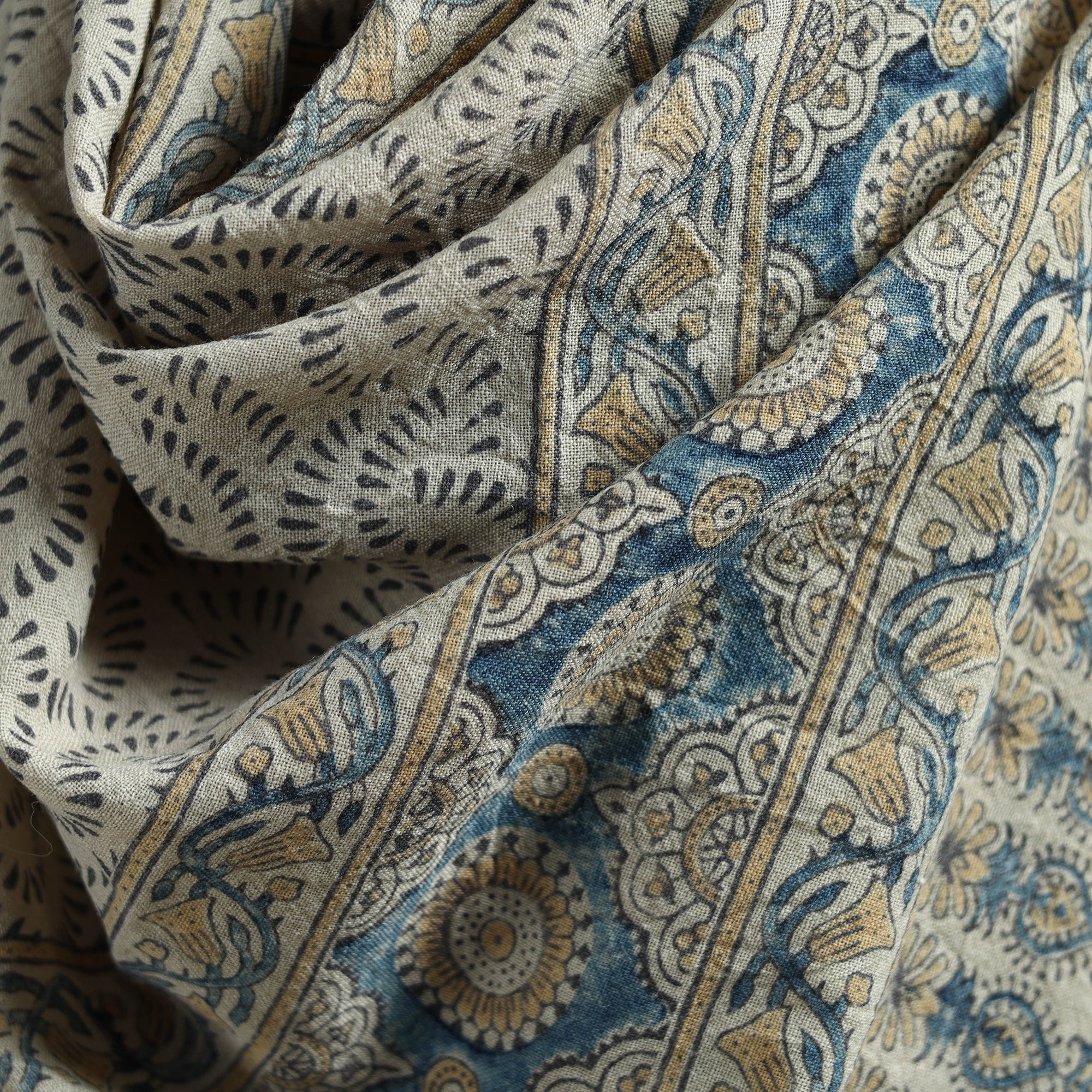 Ajrakh Hand Block Print Natural Dyed Handwoven Acrylic Wool Shawl 03 - Image 3
