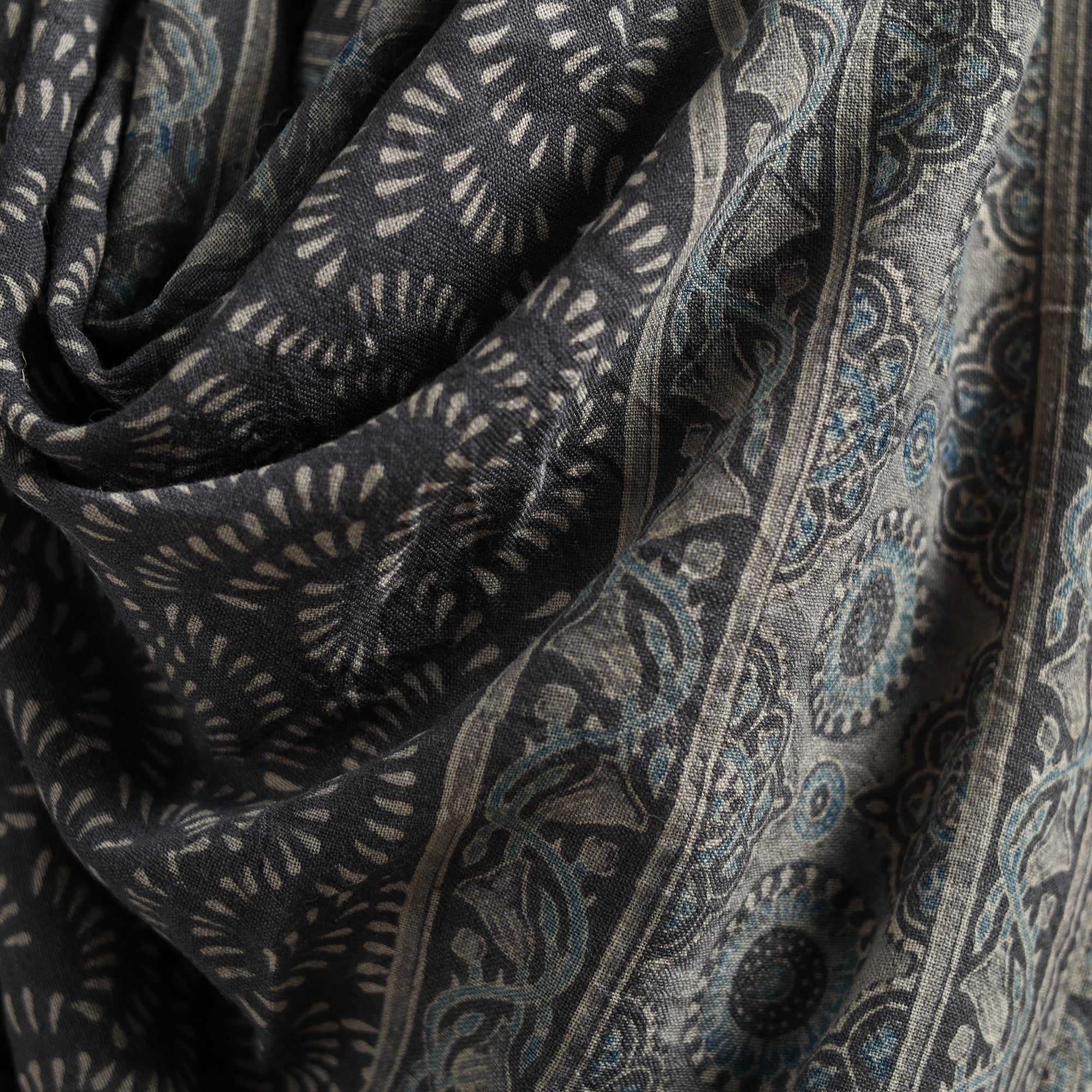 Ajrakh Hand Block Print Natural Dyed Handwoven Acrylic Wool Shawl 10 - Image 3