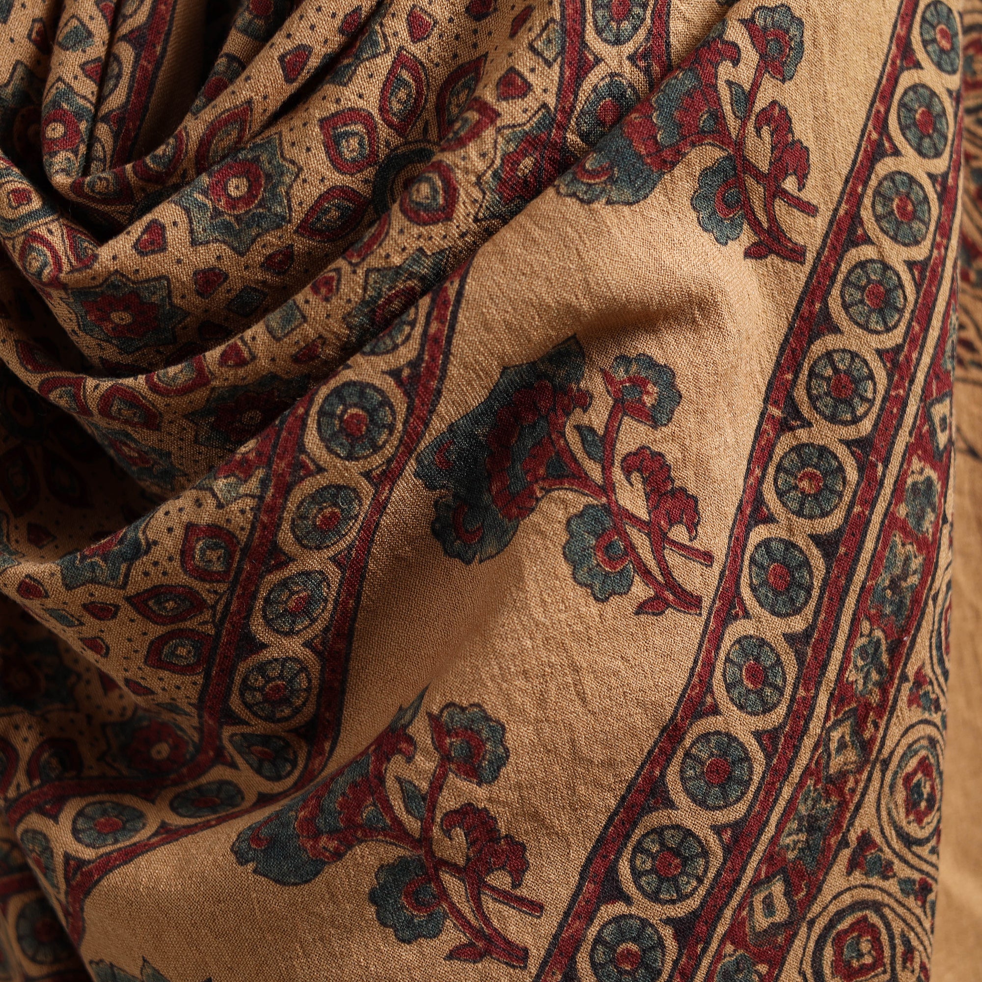 Ajrakh Hand Block Print Natural Dyed Handwoven Acrylic Wool Shawl 15 - Image 3