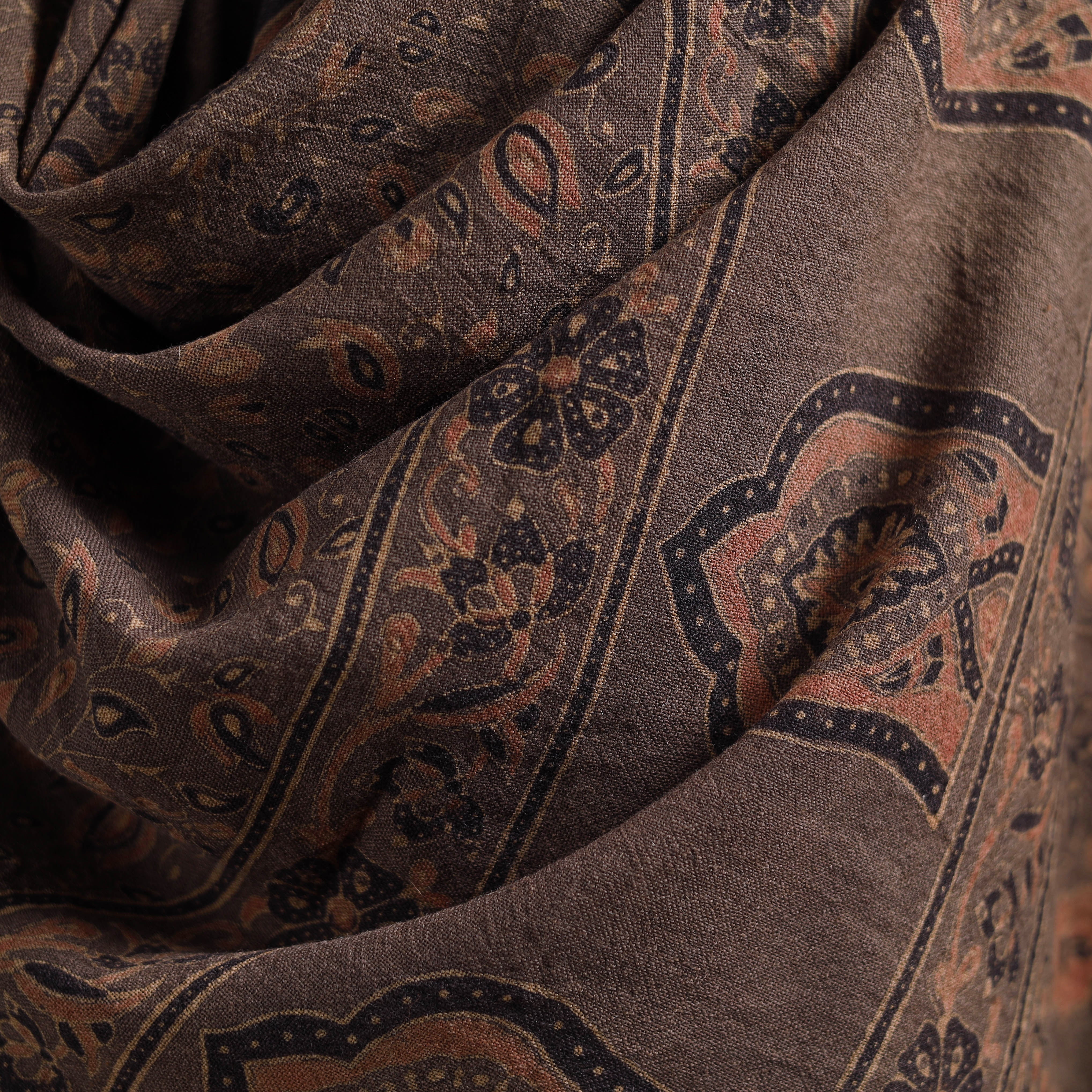 Ajrakh Hand Block Print Natural Dyed Handwoven Acrylic Wool Shawl 27 - Image 3