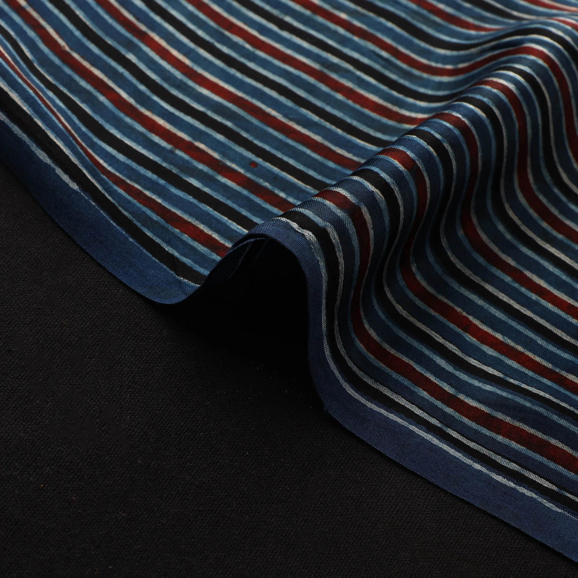 Blue - Ajrakh Hand Block Print Natural Dyed Modal Silk Fabric 07 - Image 4
