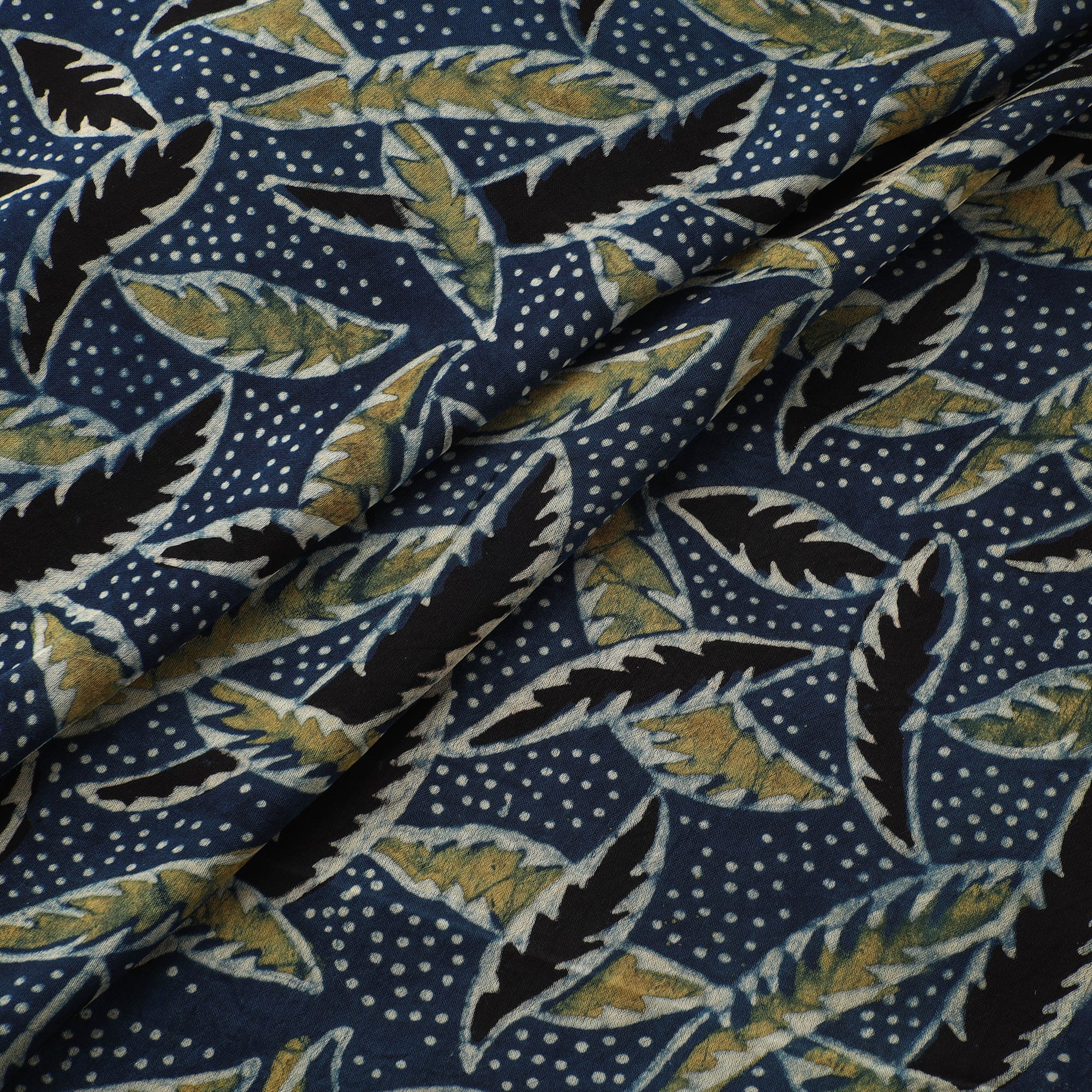 Blue - Ajrakh Hand Block Print Natural Dyed Modal Silk Fabric 12 - Image 2