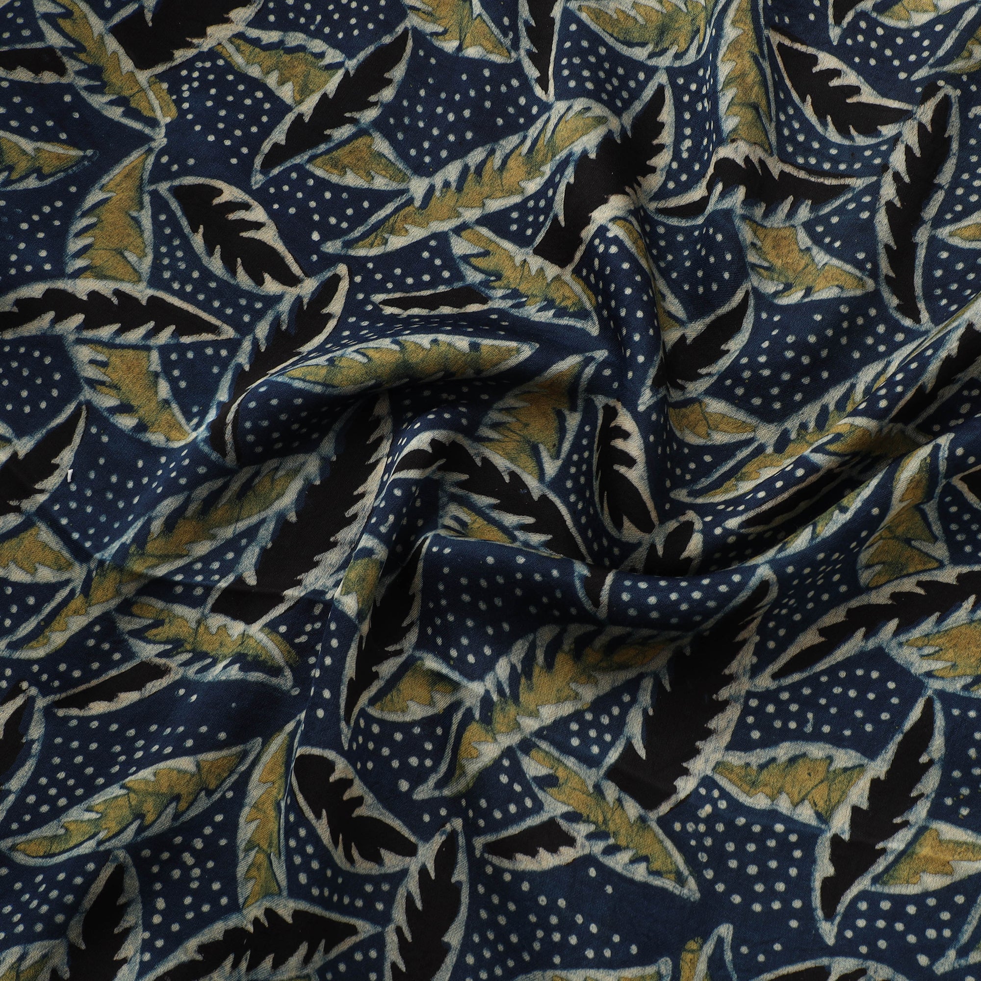 Blue - Ajrakh Hand Block Print Natural Dyed Modal Silk Fabric 12 - Image 3