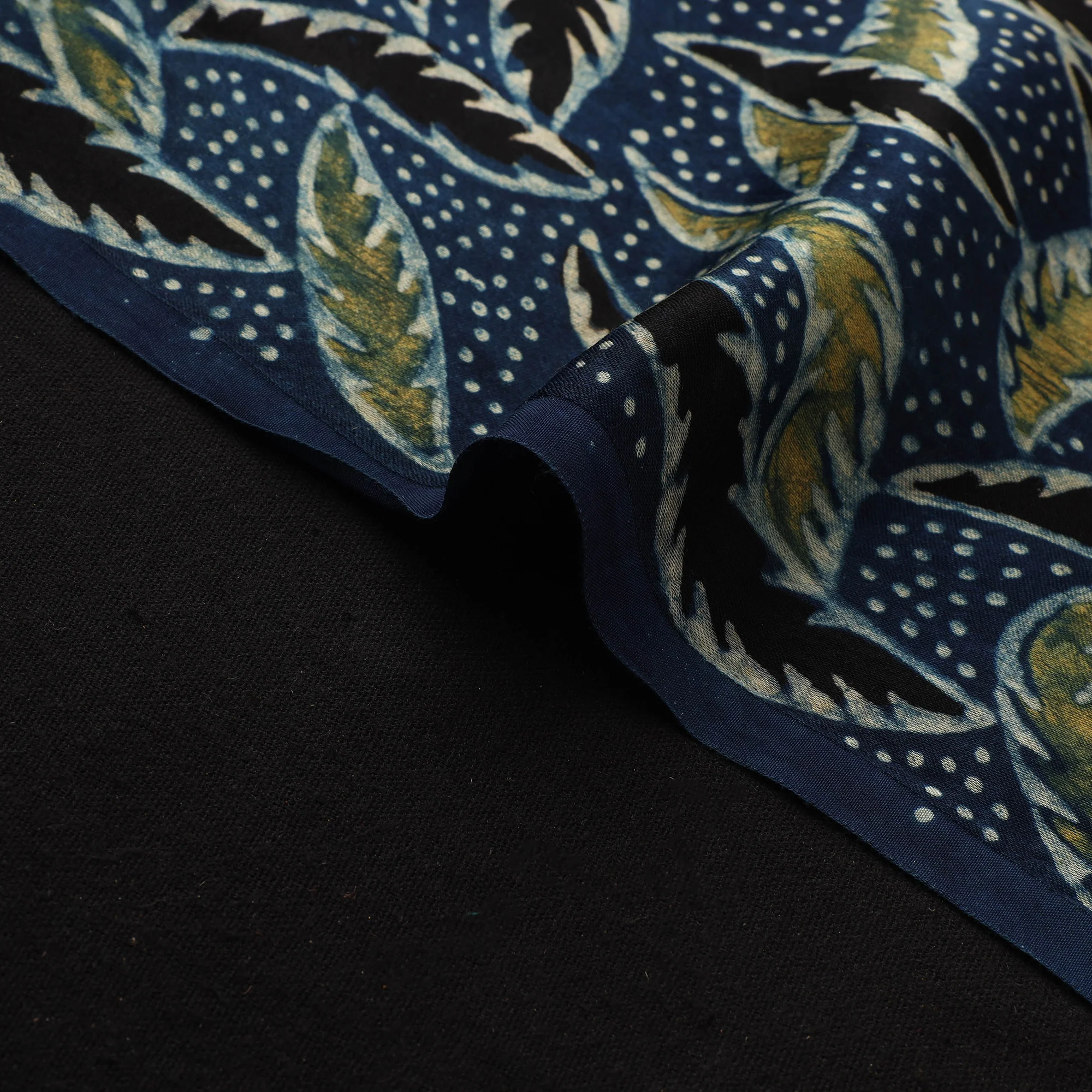 Blue - Ajrakh Hand Block Print Natural Dyed Modal Silk Fabric 12 - Image 4