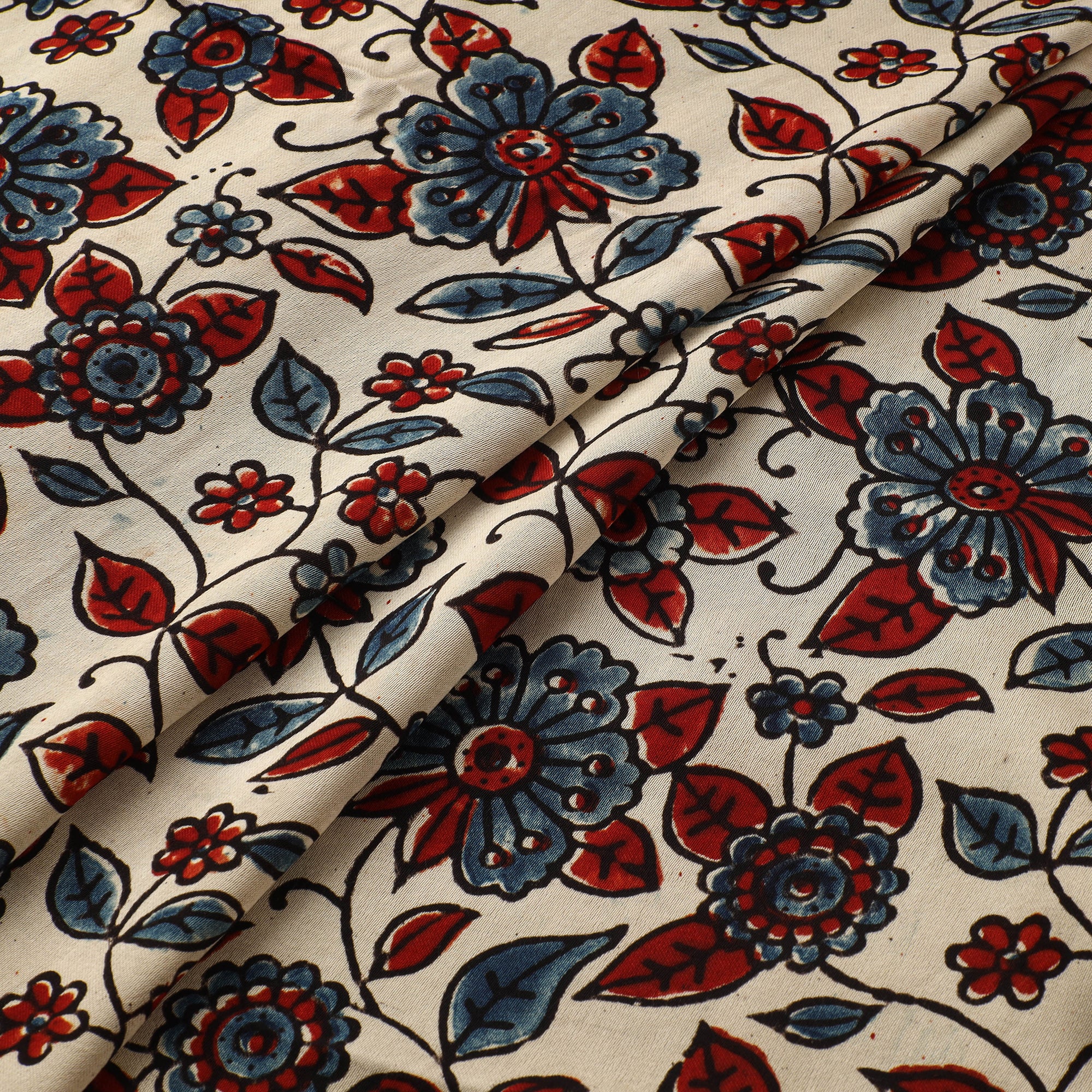 Multicolor - Ajrakh Hand Block Print Natural Dyed Modal Silk Fabric 17 - Image 2