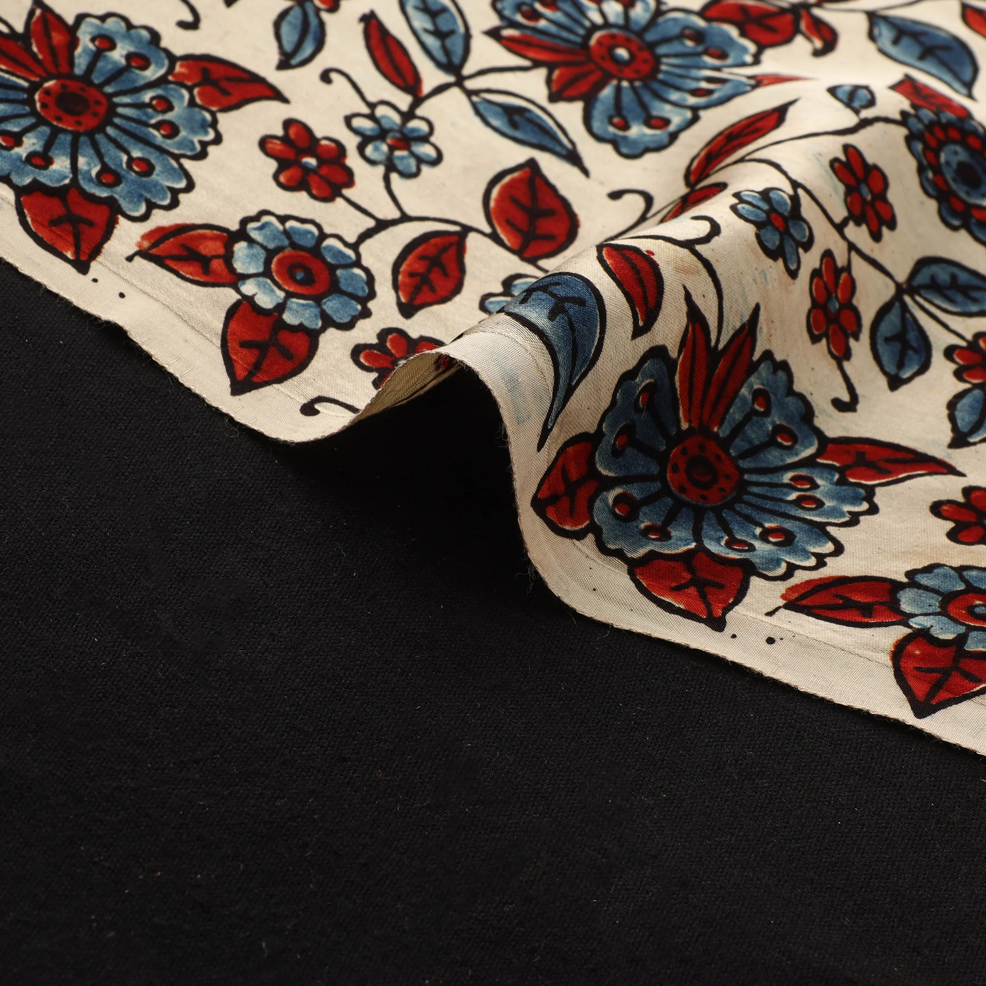 Multicolor - Ajrakh Hand Block Print Natural Dyed Modal Silk Fabric 17 - Image 4