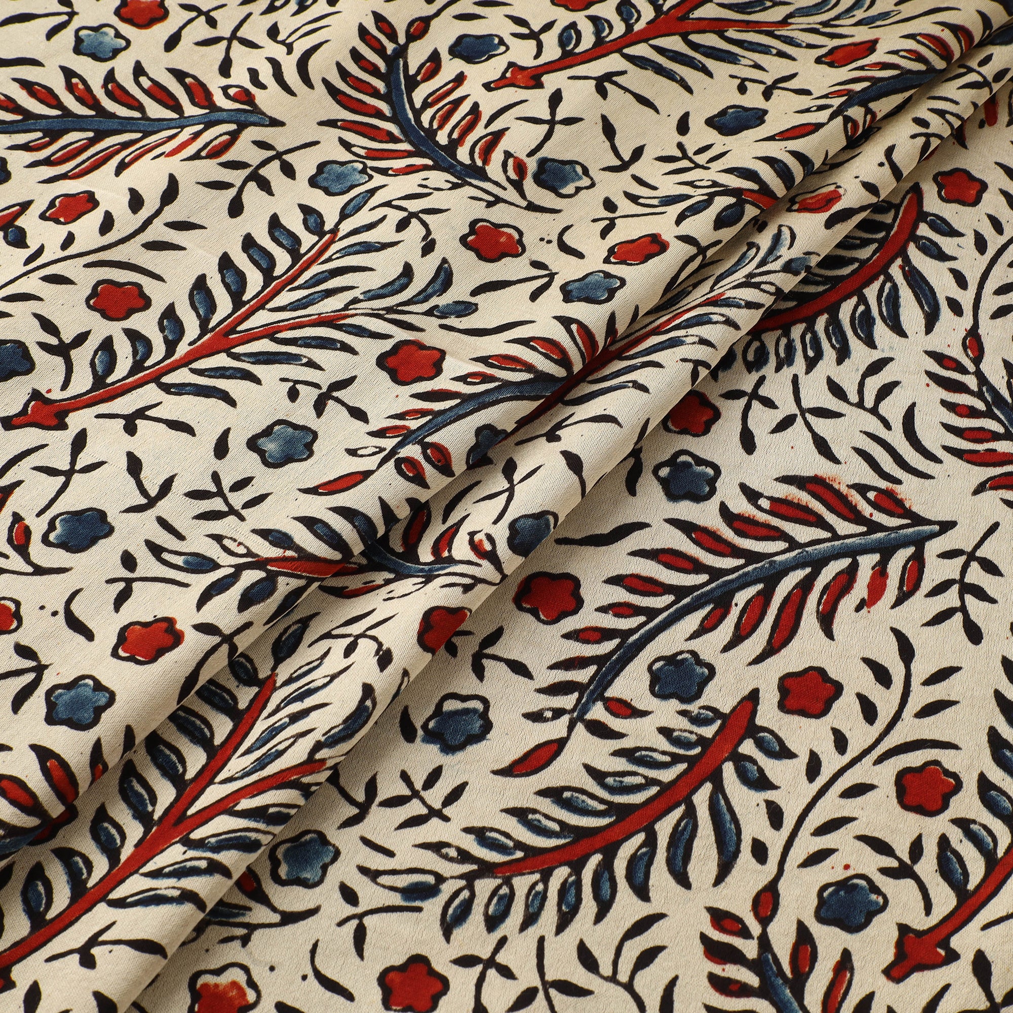 Beige - Ajrakh Hand Block Print Natural Dyed Modal Silk Fabric 32 - Image 2