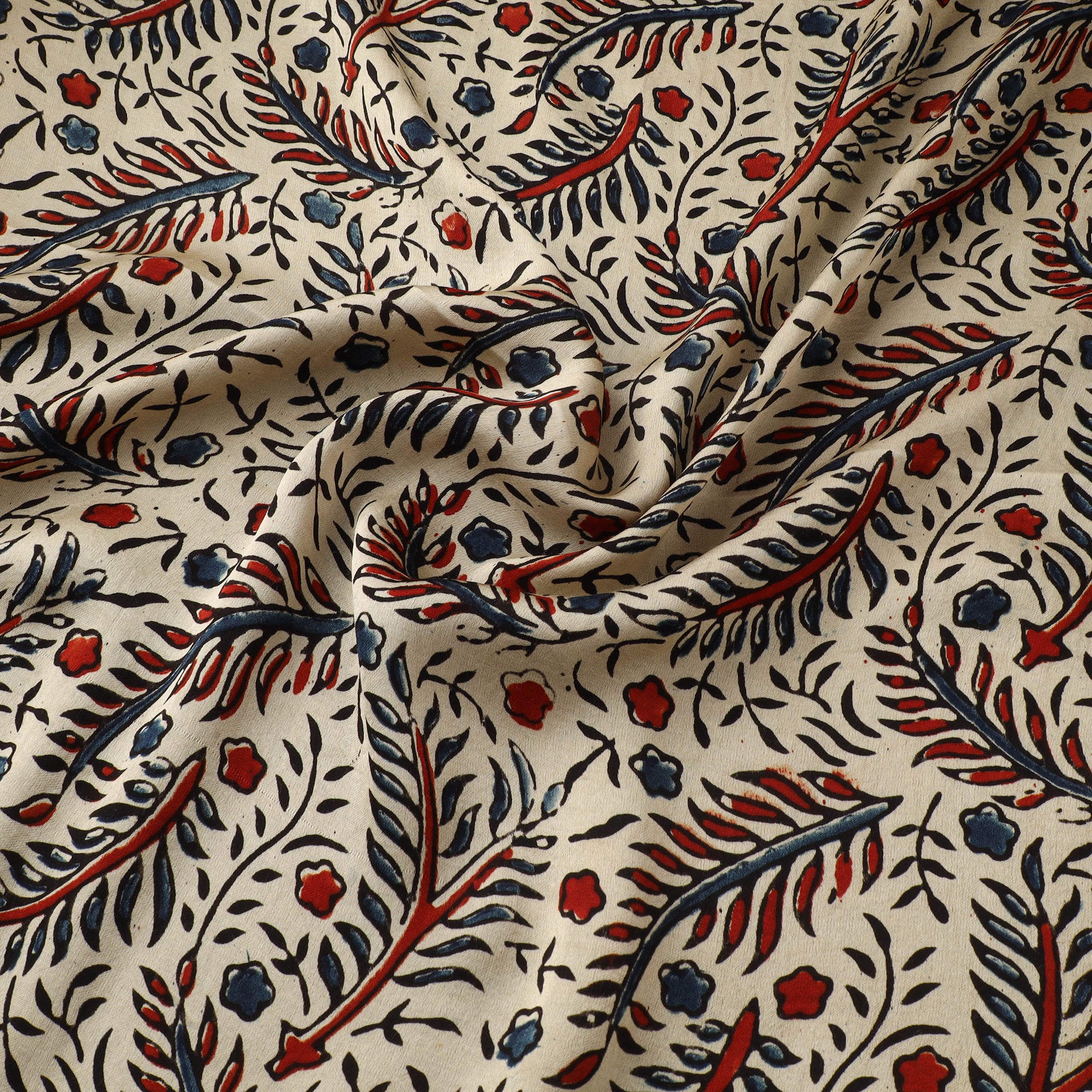 Beige - Ajrakh Hand Block Print Natural Dyed Modal Silk Fabric 32 - Image 3