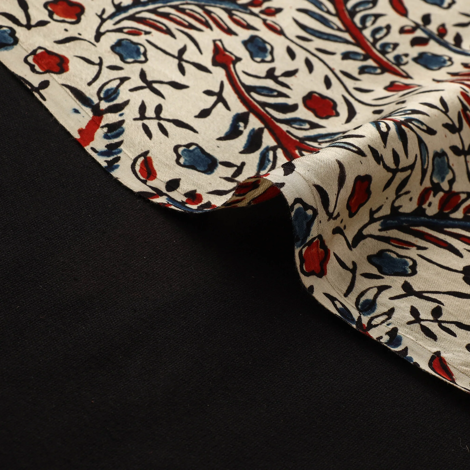 Beige - Ajrakh Hand Block Print Natural Dyed Modal Silk Fabric 32 - Image 4