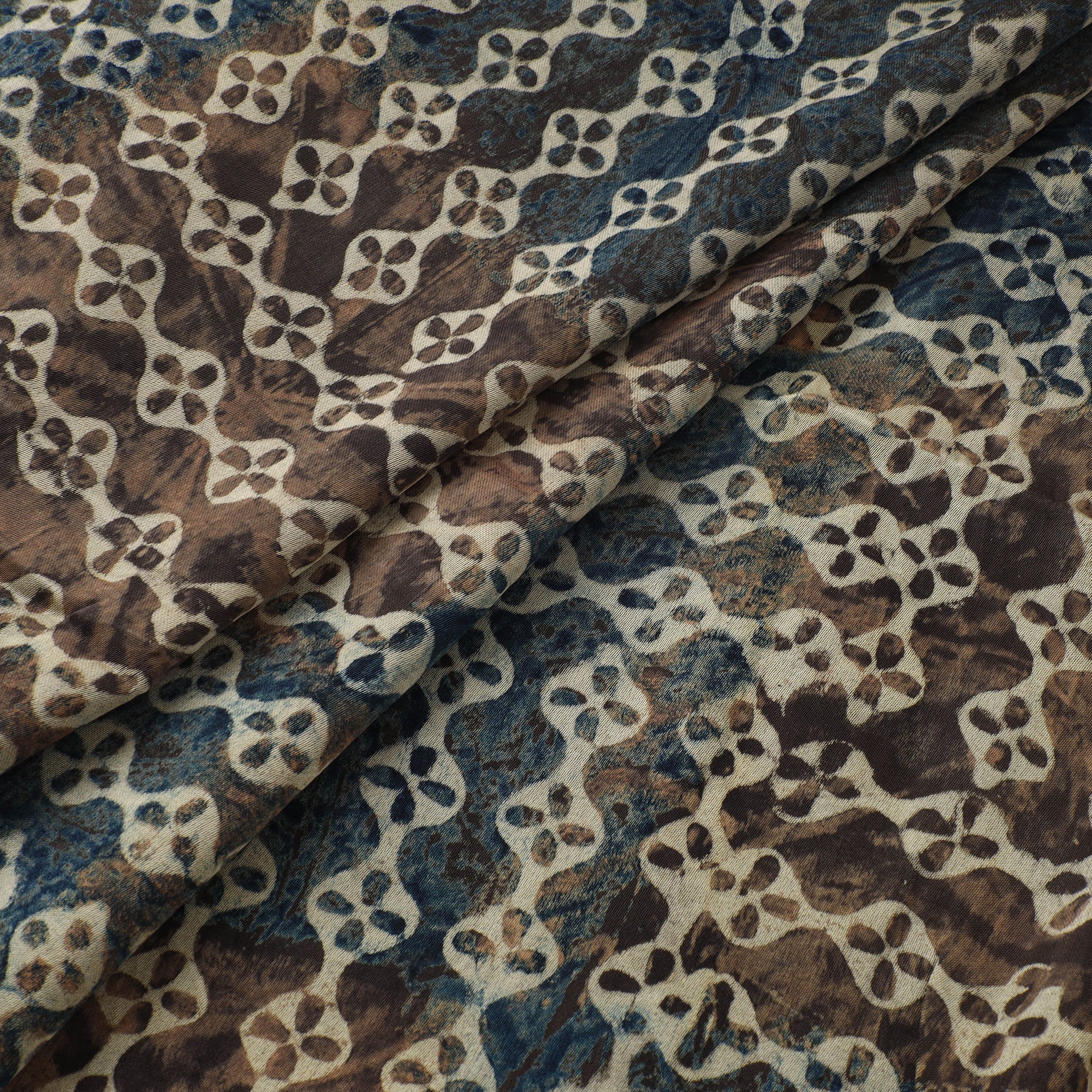 Brown - Ajrakh Hand Block Print Natural Dyed Modal Silk Fabric 39 - Image 2