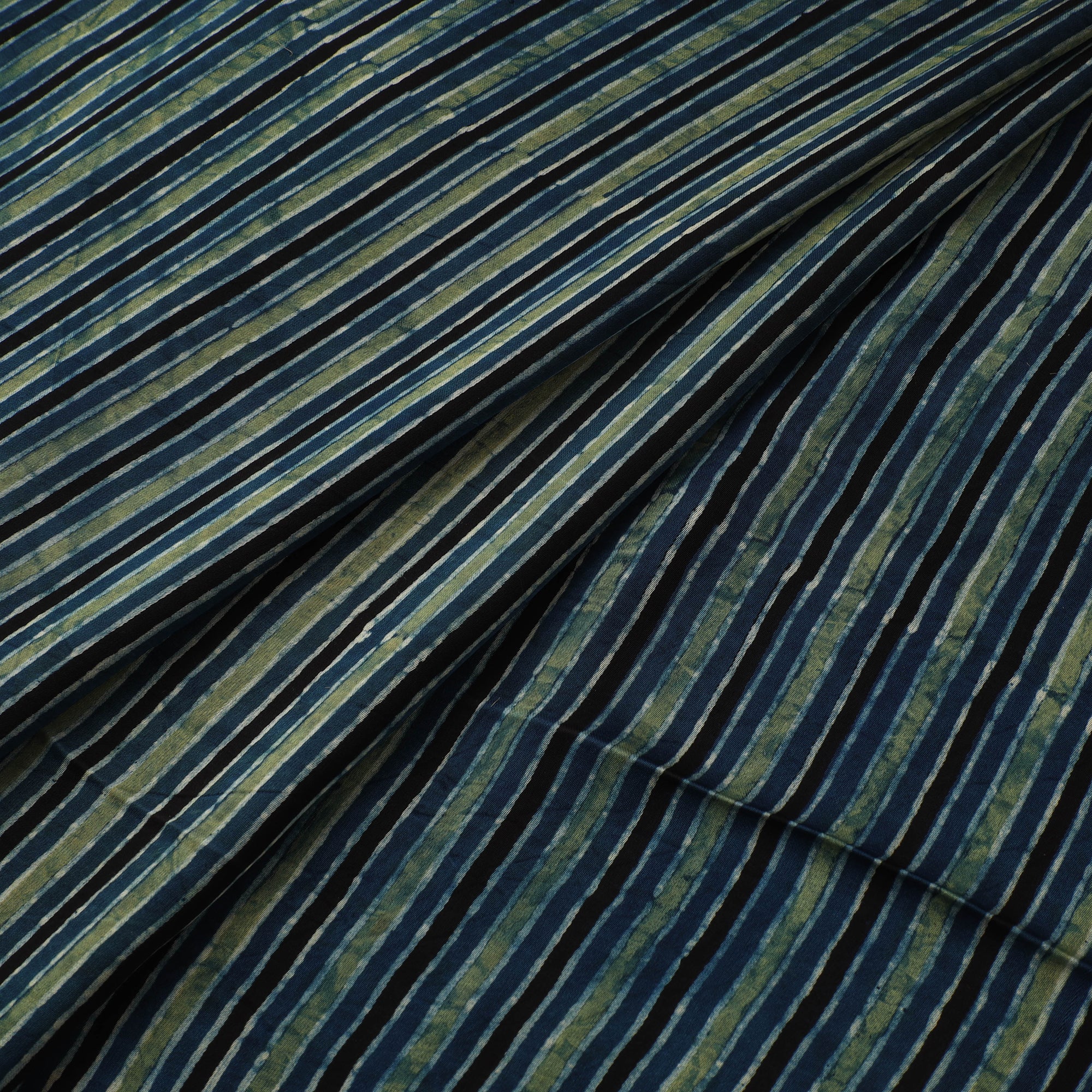 Blue - Ajrakh Hand Block Print Natural Dyed Modal Silk Fabric 45 - Image 2