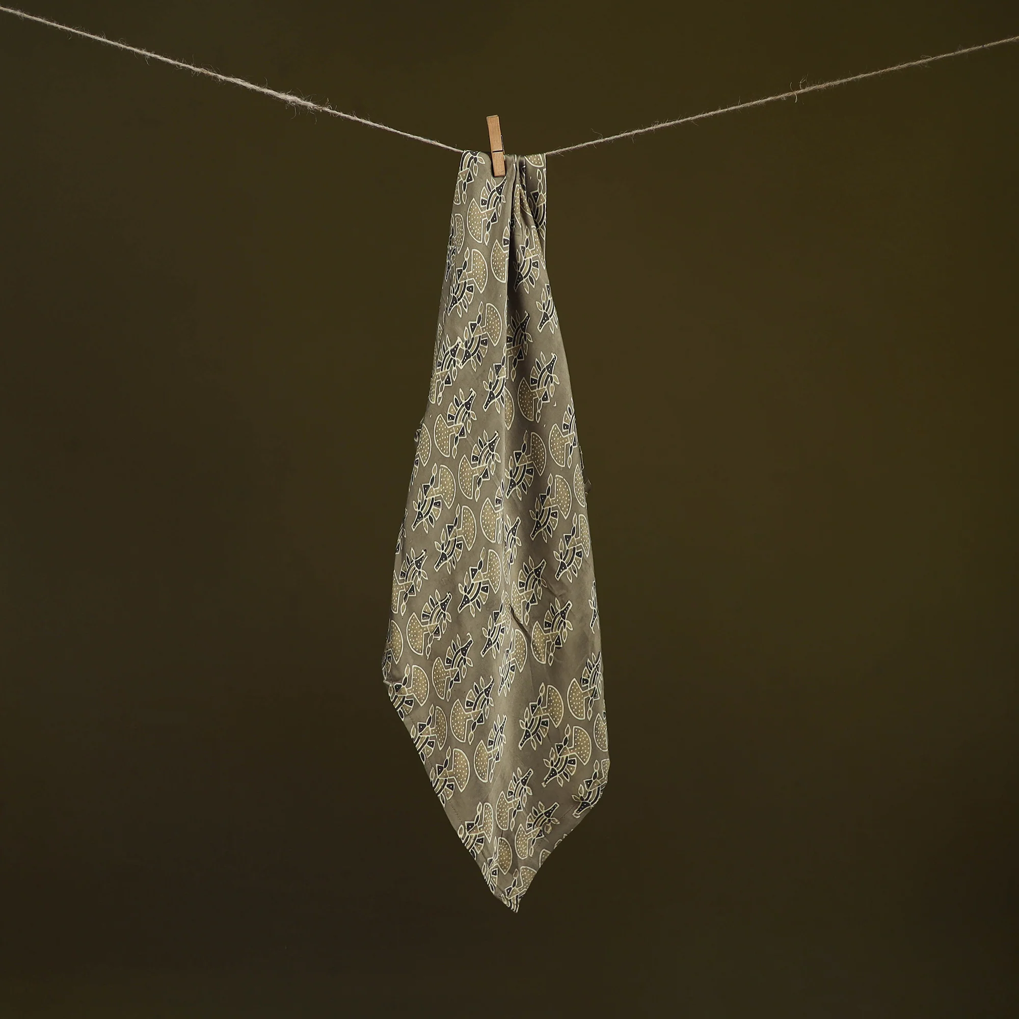 Brown - Ajrakh Hand Block Print Natural Dyed Modal Silk Scarf 61 - Image 2