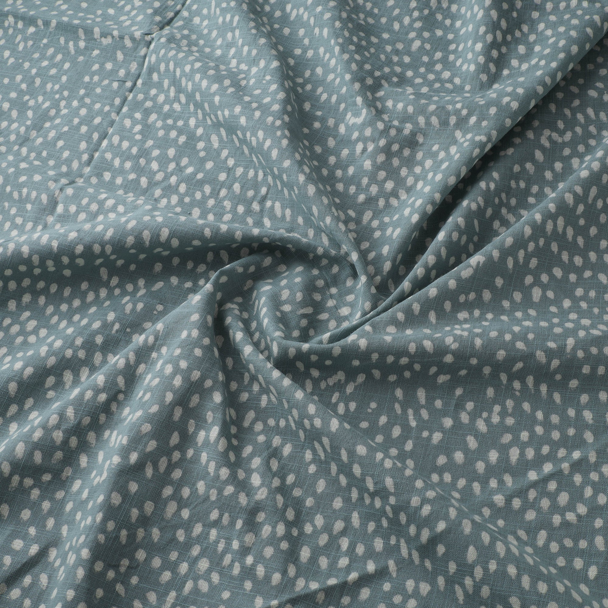 Green - Akola Hand Block Print Slub Cotton Fabric 10 - Image 3