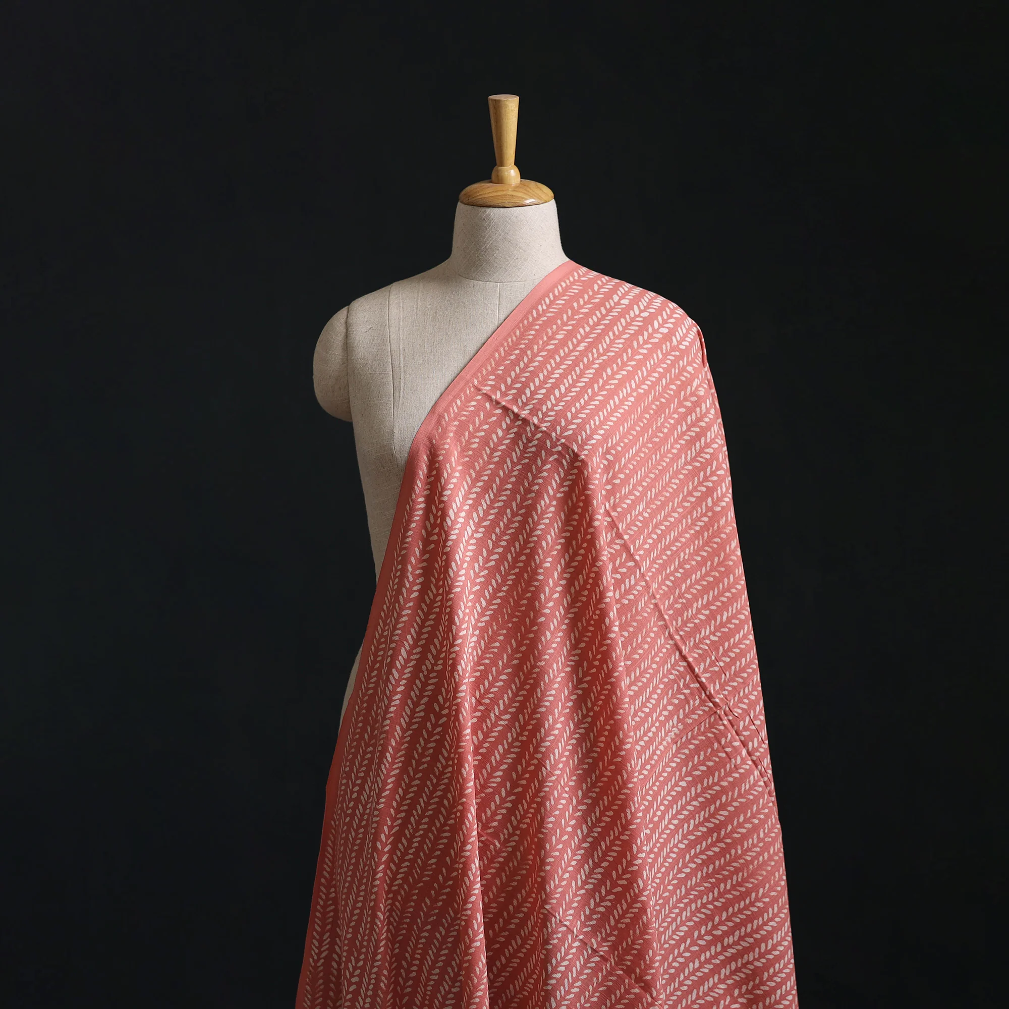 Pink - Akola Hand Block Print Slub Cotton Fabric 11