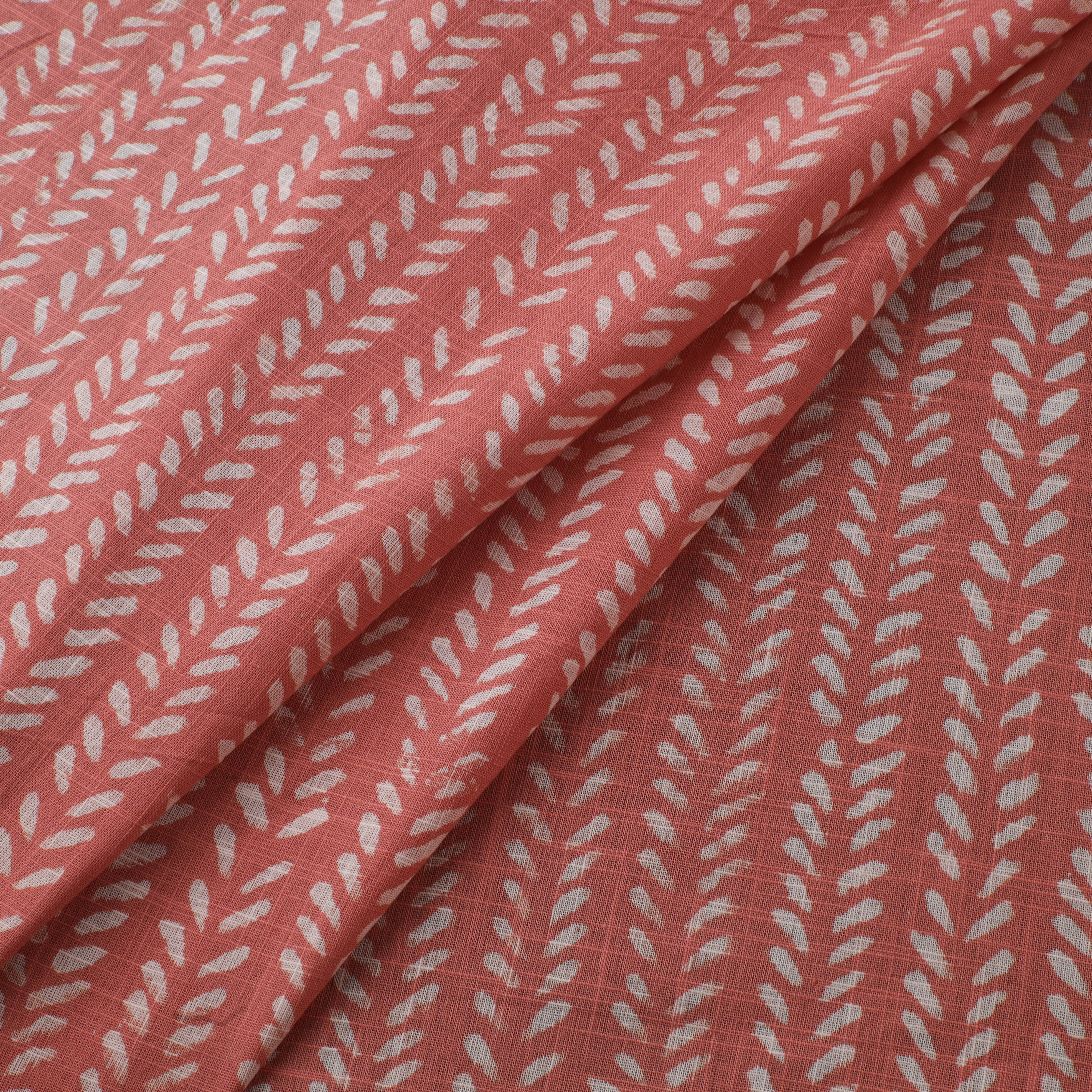 Pink - Akola Hand Block Print Slub Cotton Fabric 11 - Image 2