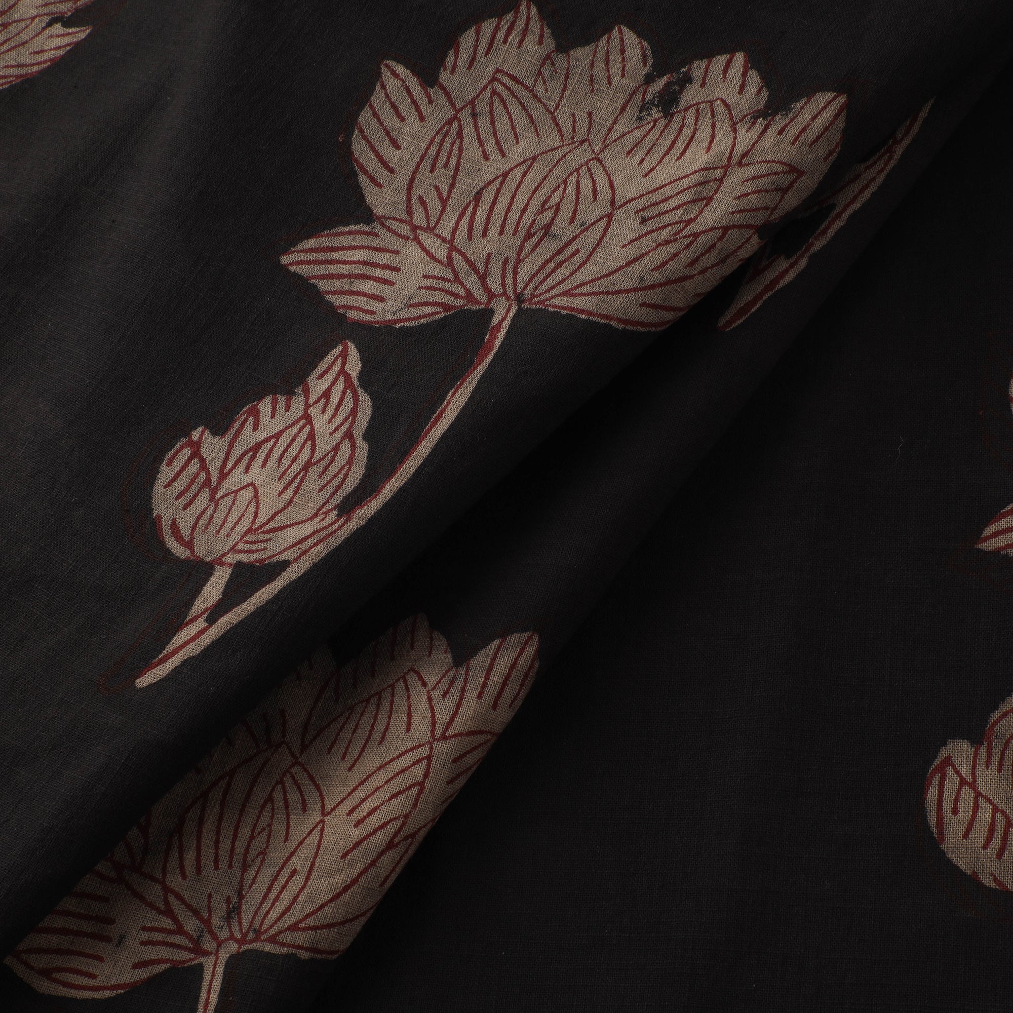 Brown - Akola Hand Block Print Slub Cotton Fabric 12 - Image 2