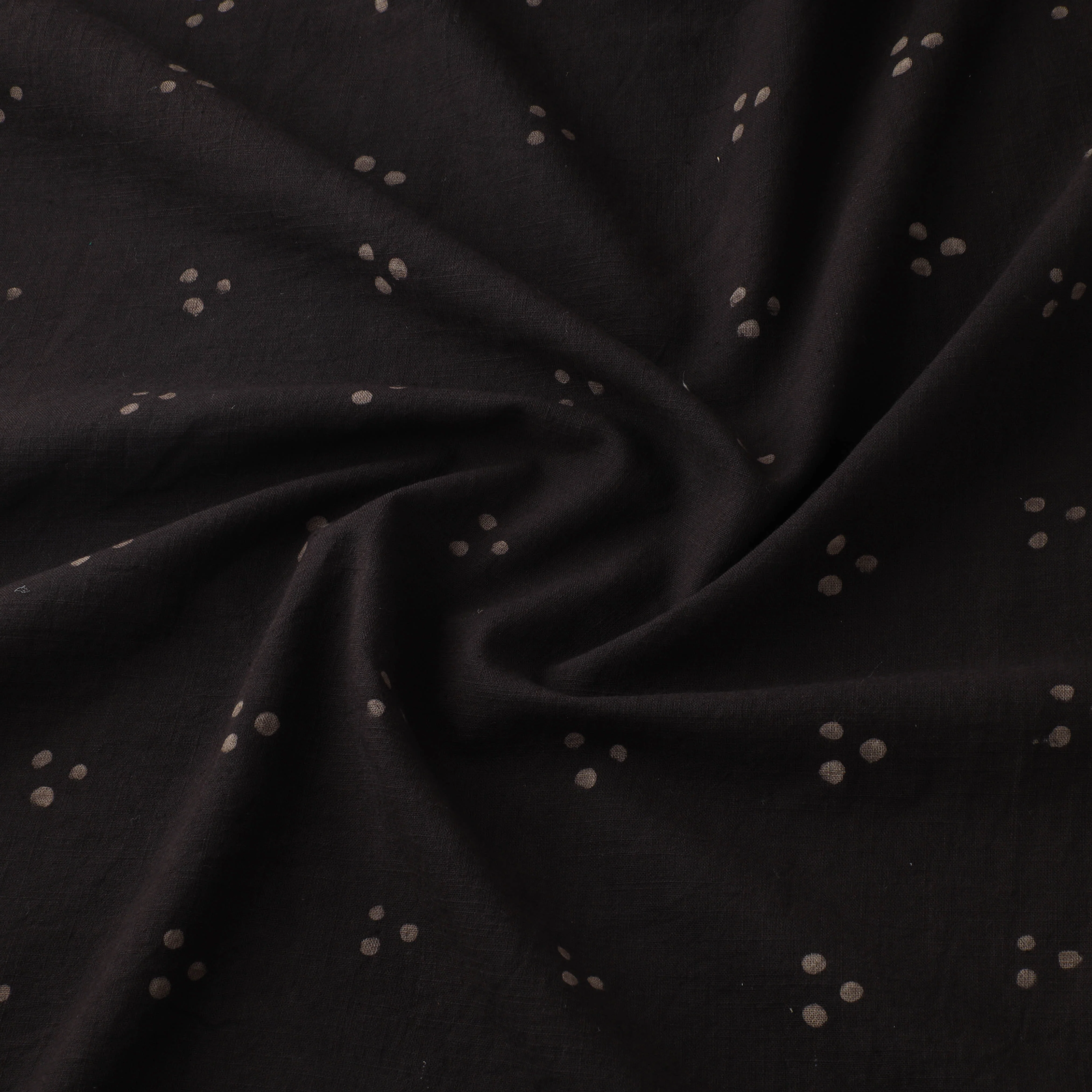 Brown - Akola Hand Block Print Slub Cotton Fabric 13 - Image 3