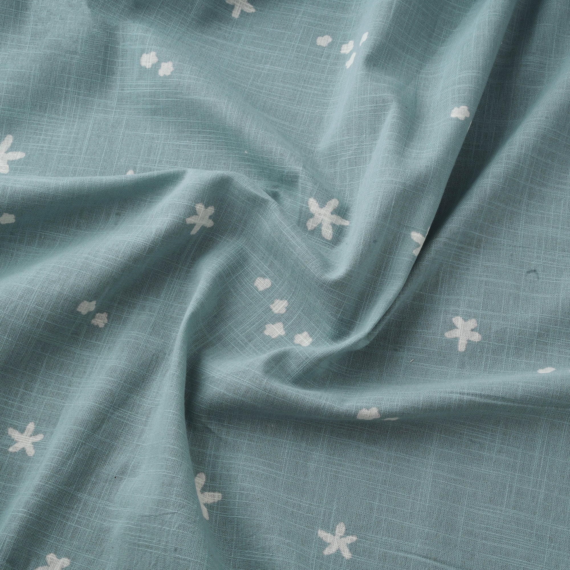 Green - Akola Hand Block Print Slub Cotton Fabric 27 - Image 3