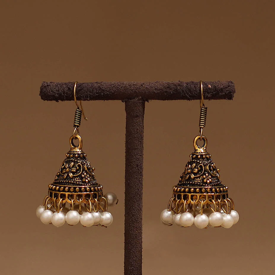 Yellow - Ayera Golden GS Beaded Jhumki Earrings - Image 2