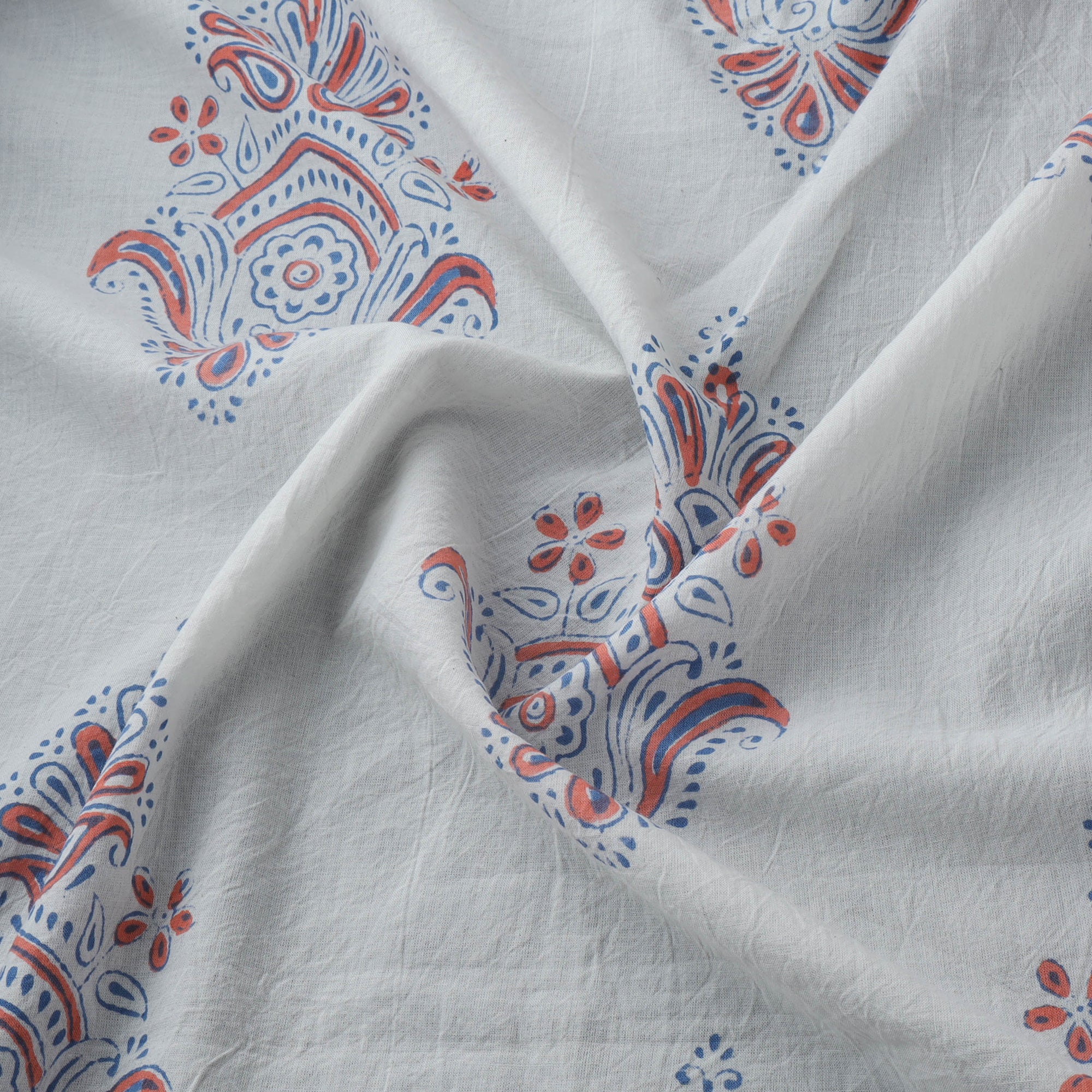 Bagh Hand Block Indigo Print Pure Mul Cotton Natural Dyed Fabric 01 - Image 3
