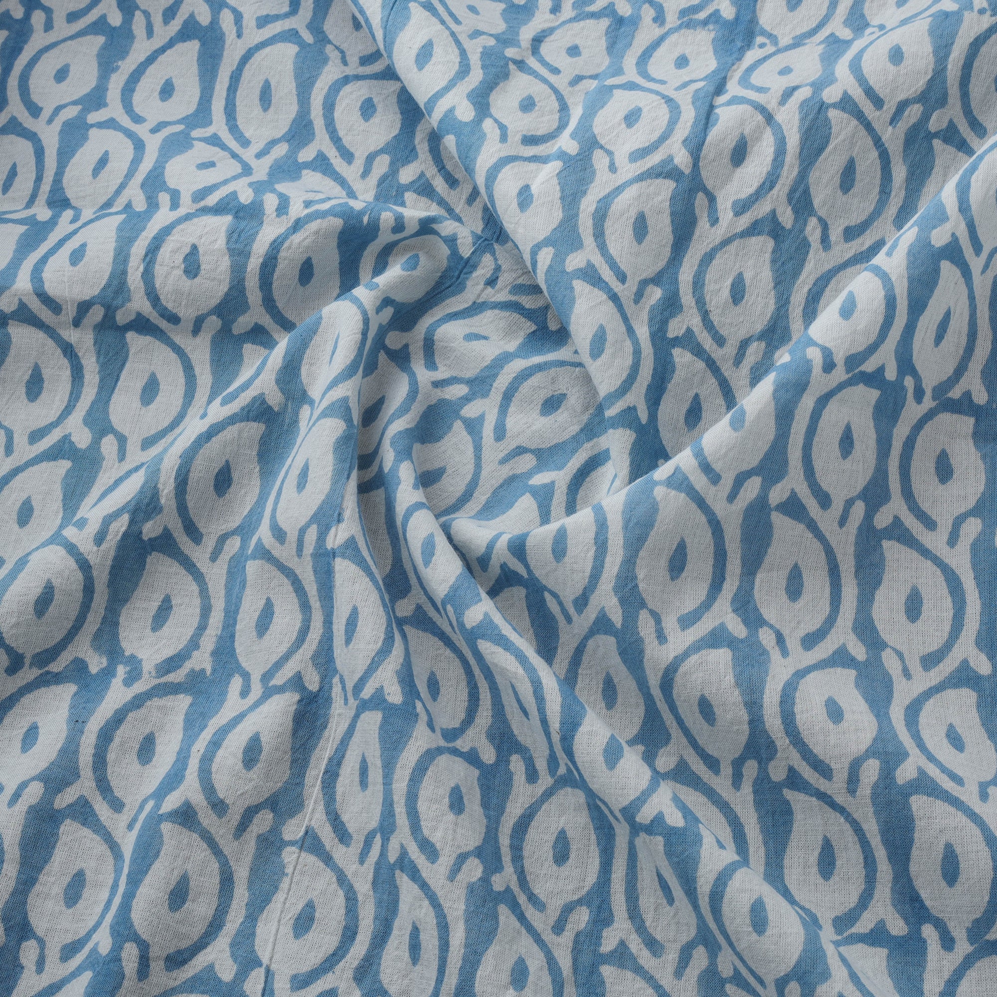 Bagh Hand Block Indigo Print Pure Mul Cotton Natural Dyed Fabric 02 - Image 3