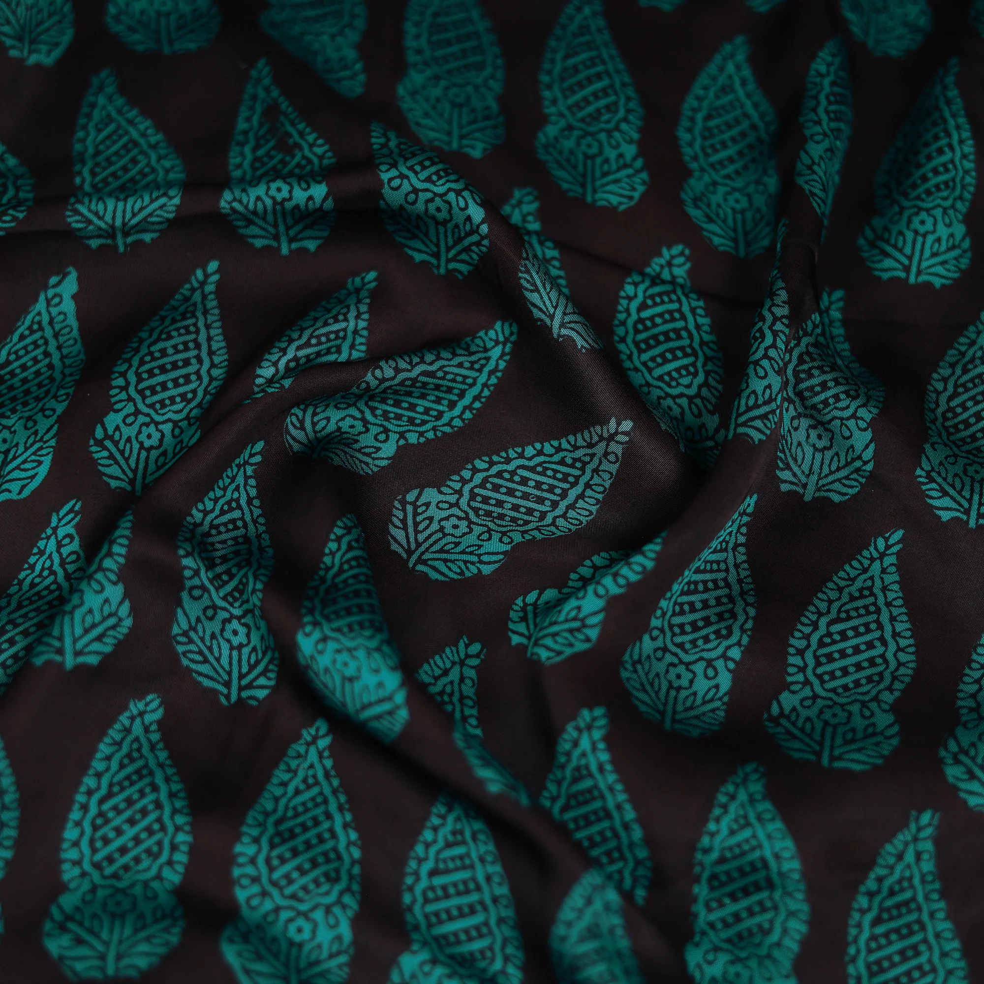 Black - Bagh Hand Block Print Modal Silk Scarf 05 - Image 3