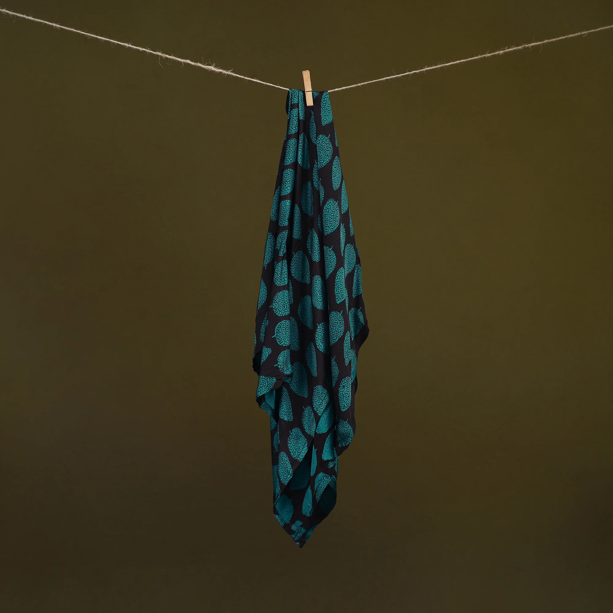 Blue - Bagh Hand Block Print Modal Silk Scarf 11 - Image 2