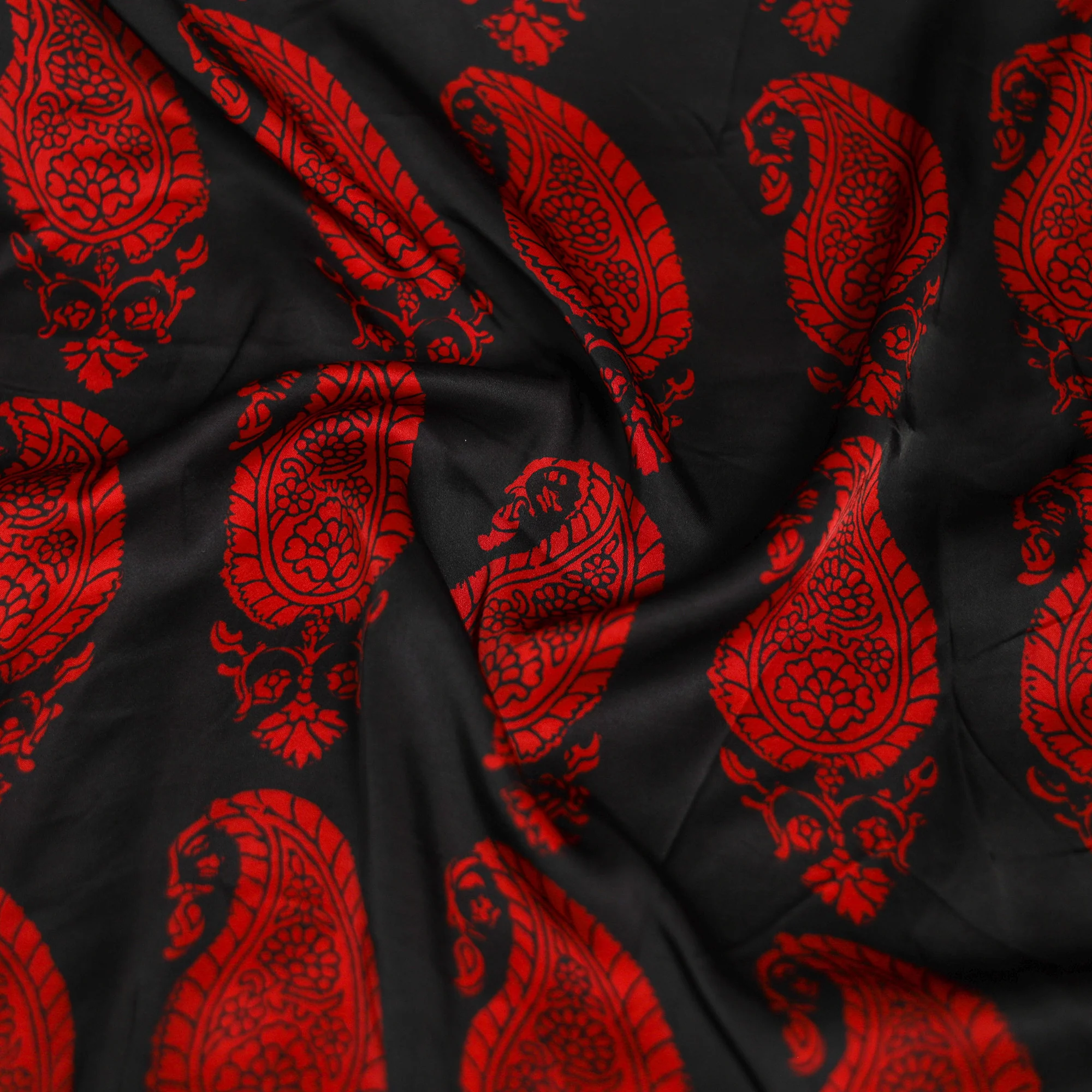 Black - Bagh Hand Block Print Modal Silk Scarf 38 - Image 3