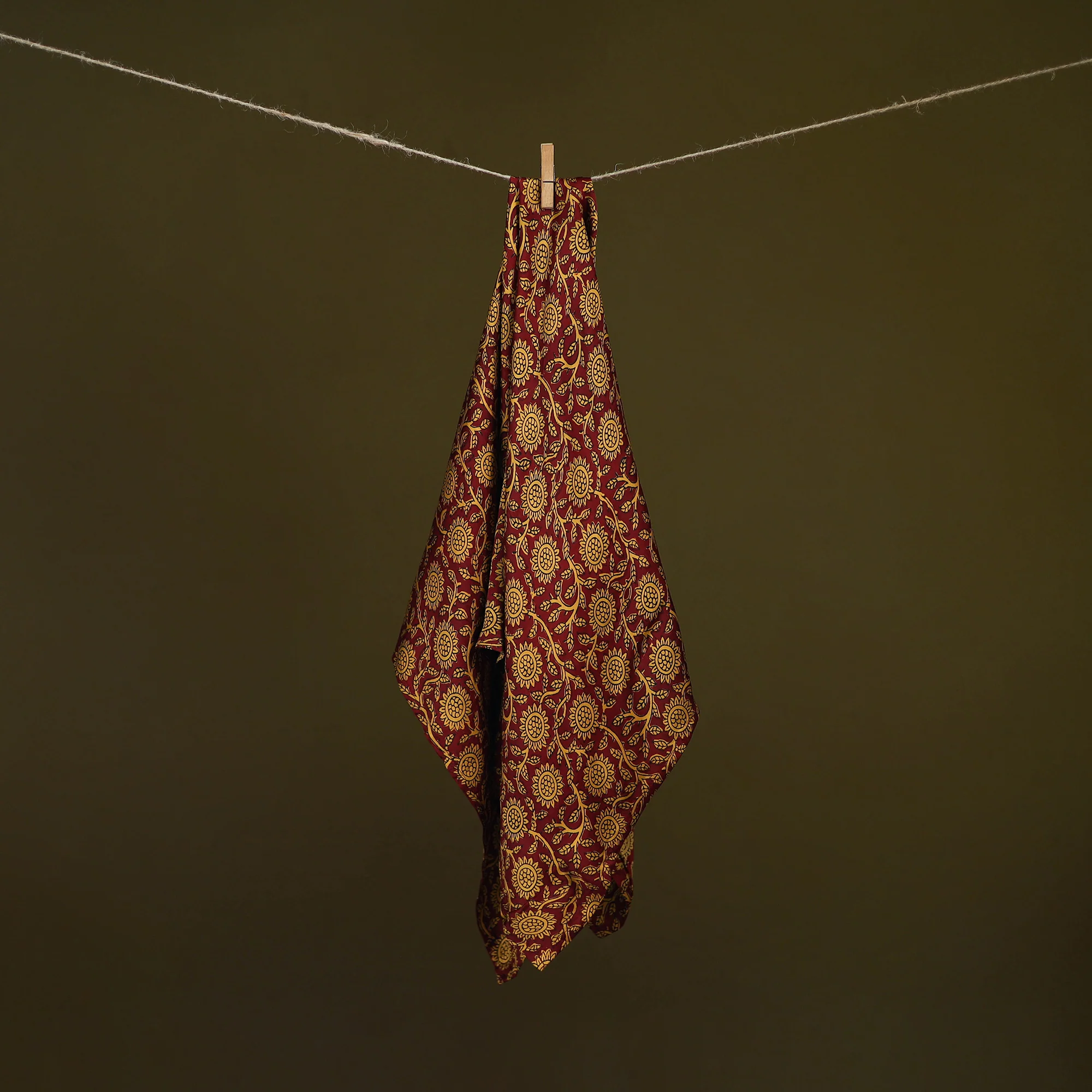 Maroon - Bagh Hand Block Print Modal Silk Scarf 71 - Image 2