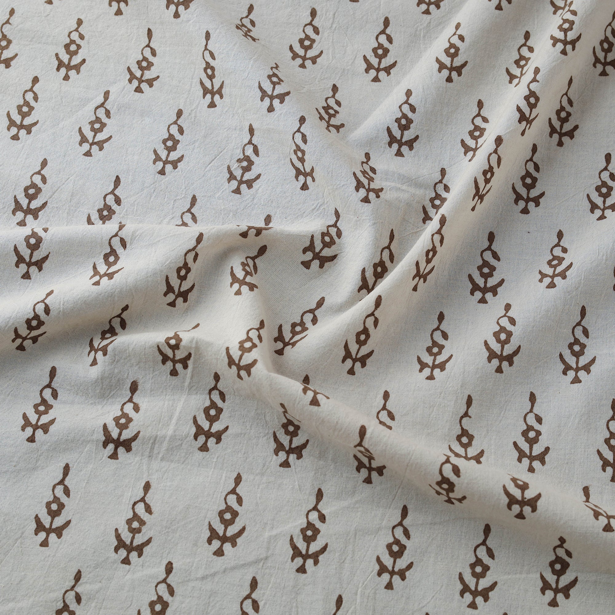 White - Bagh Hand Block Print Natural Dyed Cotton Fabric 01 - Image 3
