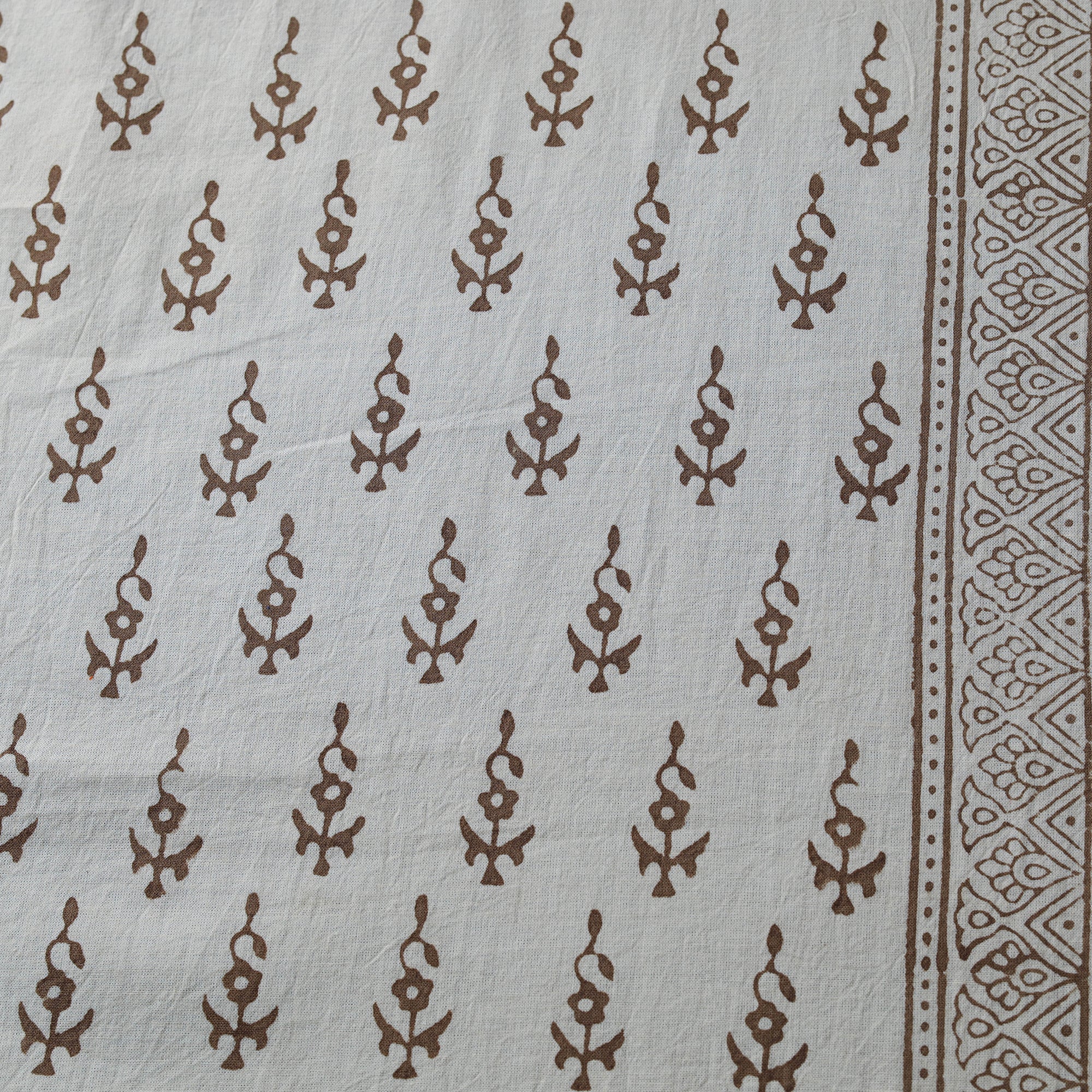 White - Bagh Hand Block Print Natural Dyed Cotton Fabric 01 - Image 4