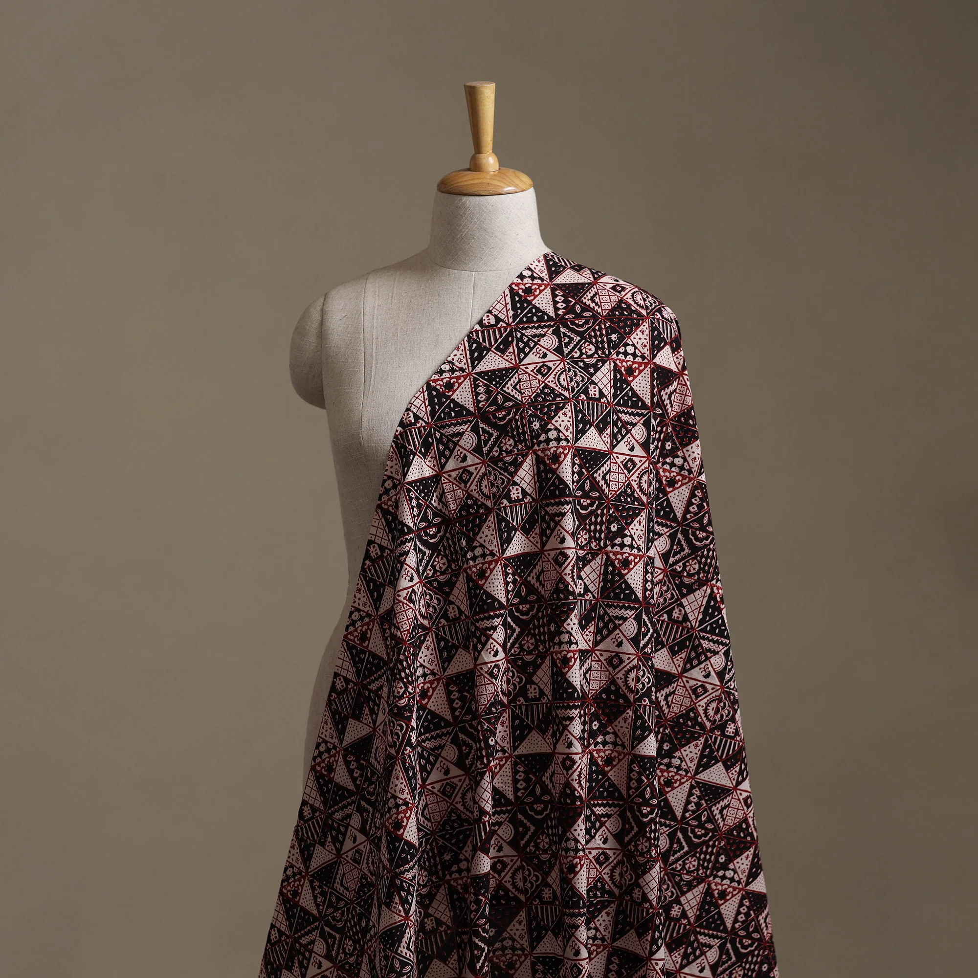 Brown - Bagh Hand Block Print Natural Dyed Cotton Fabric 01