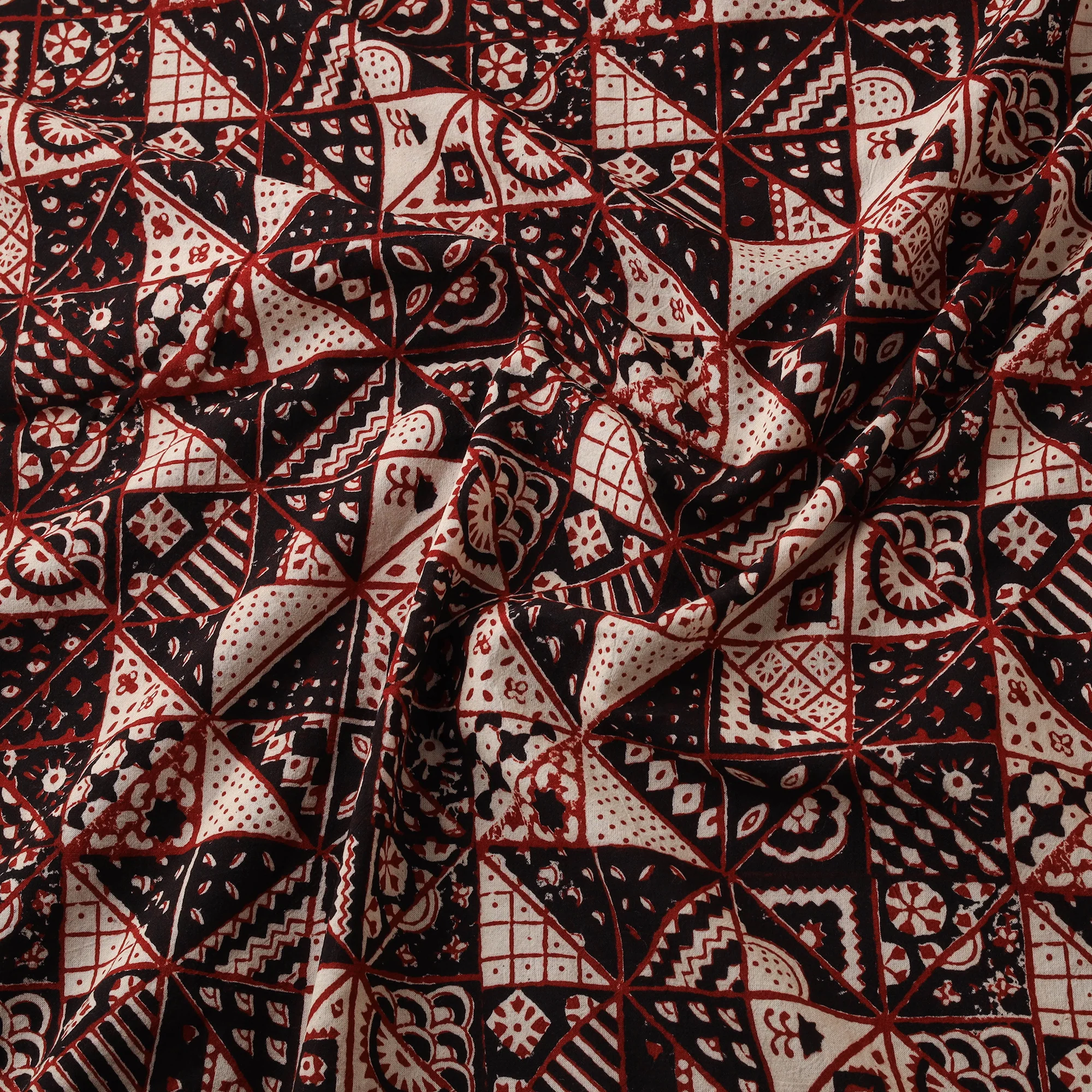 Brown - Bagh Hand Block Print Natural Dyed Cotton Fabric 01 - Image 3