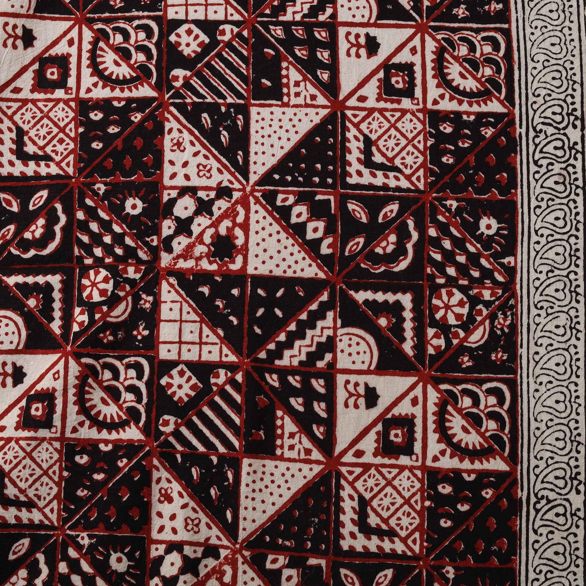 Brown - Bagh Hand Block Print Natural Dyed Cotton Fabric 01 - Image 4